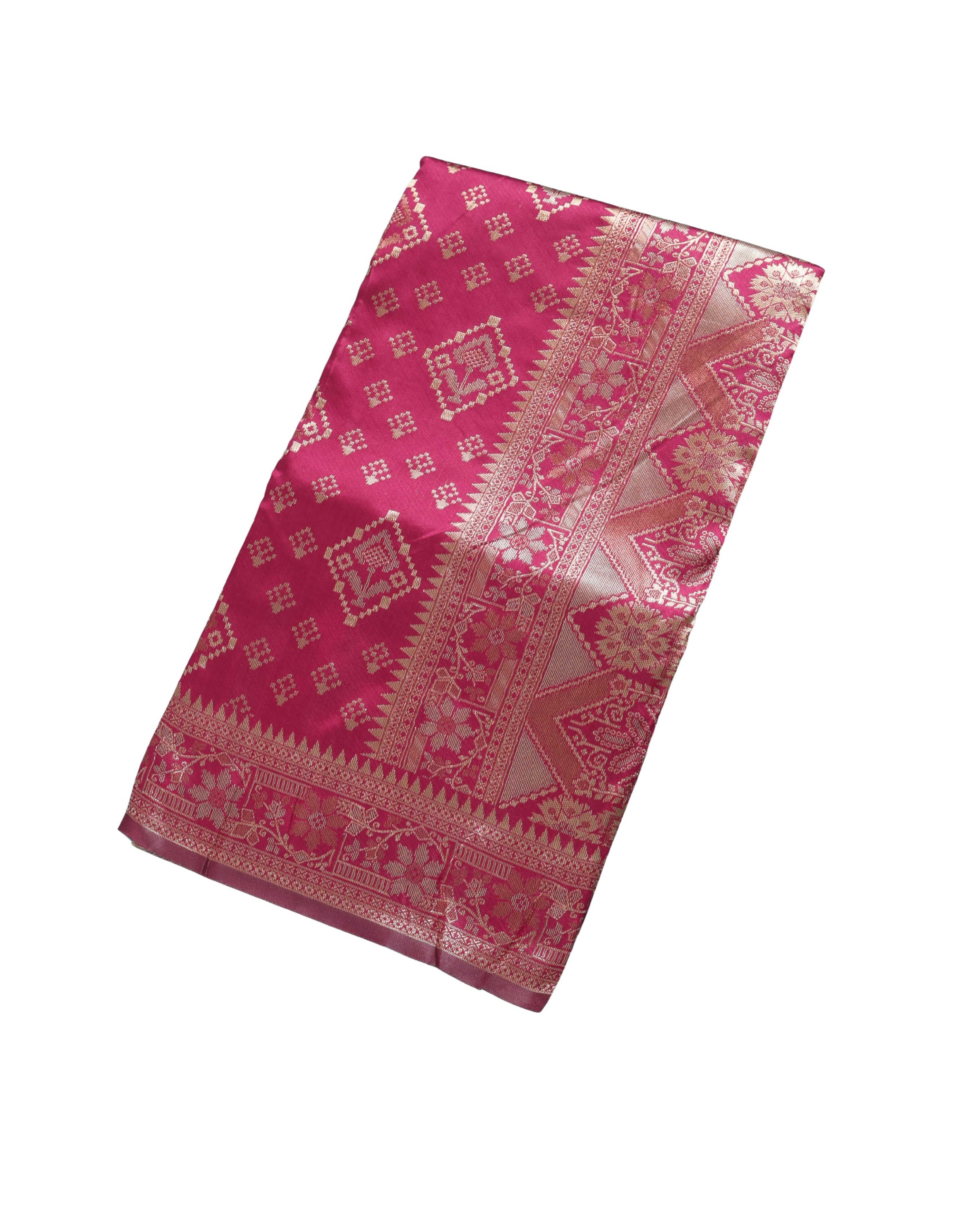 AMOLIKA Women's Banarasi Wine Silk Saree With Unstitched Blouse Piece AM-1313