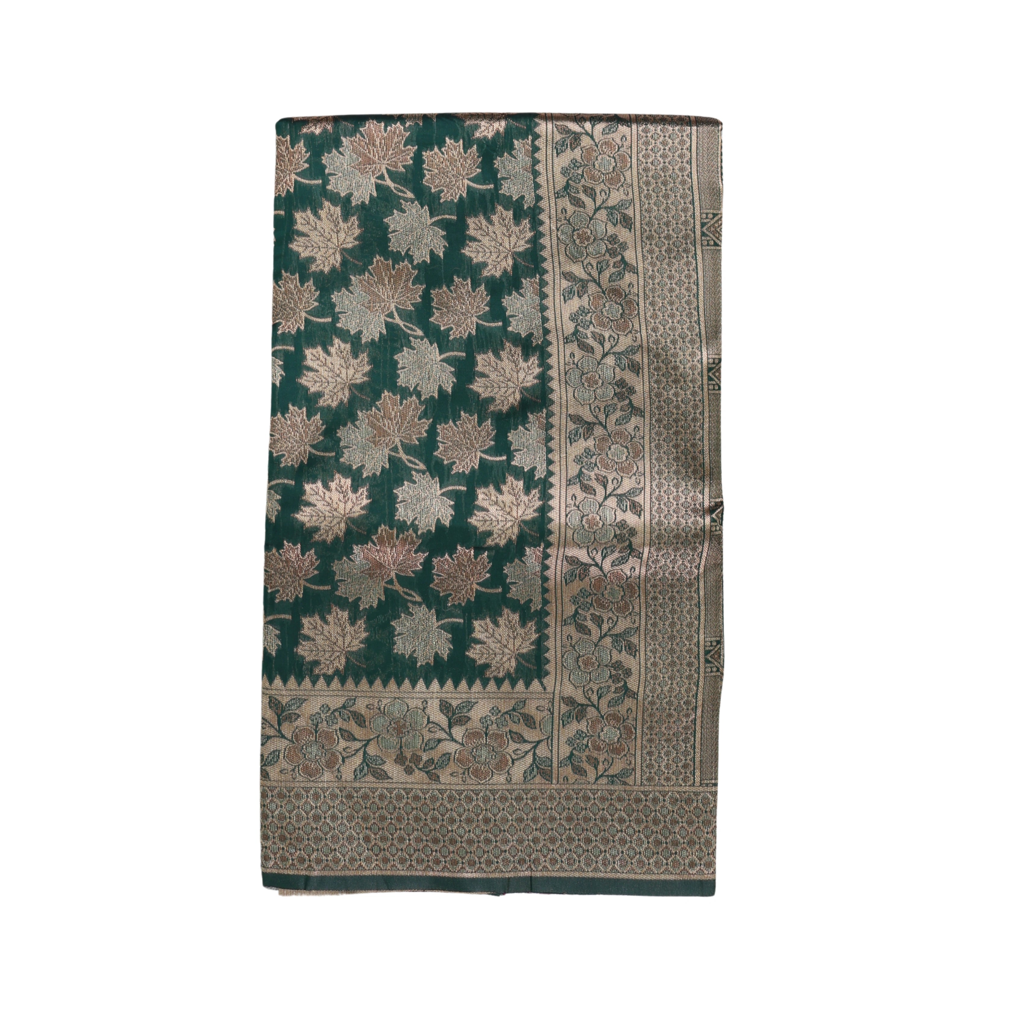 AMOLIKA Women's Banarasi Bottle Green Silk Saree With Unstitched Blouse Piece AM-1283