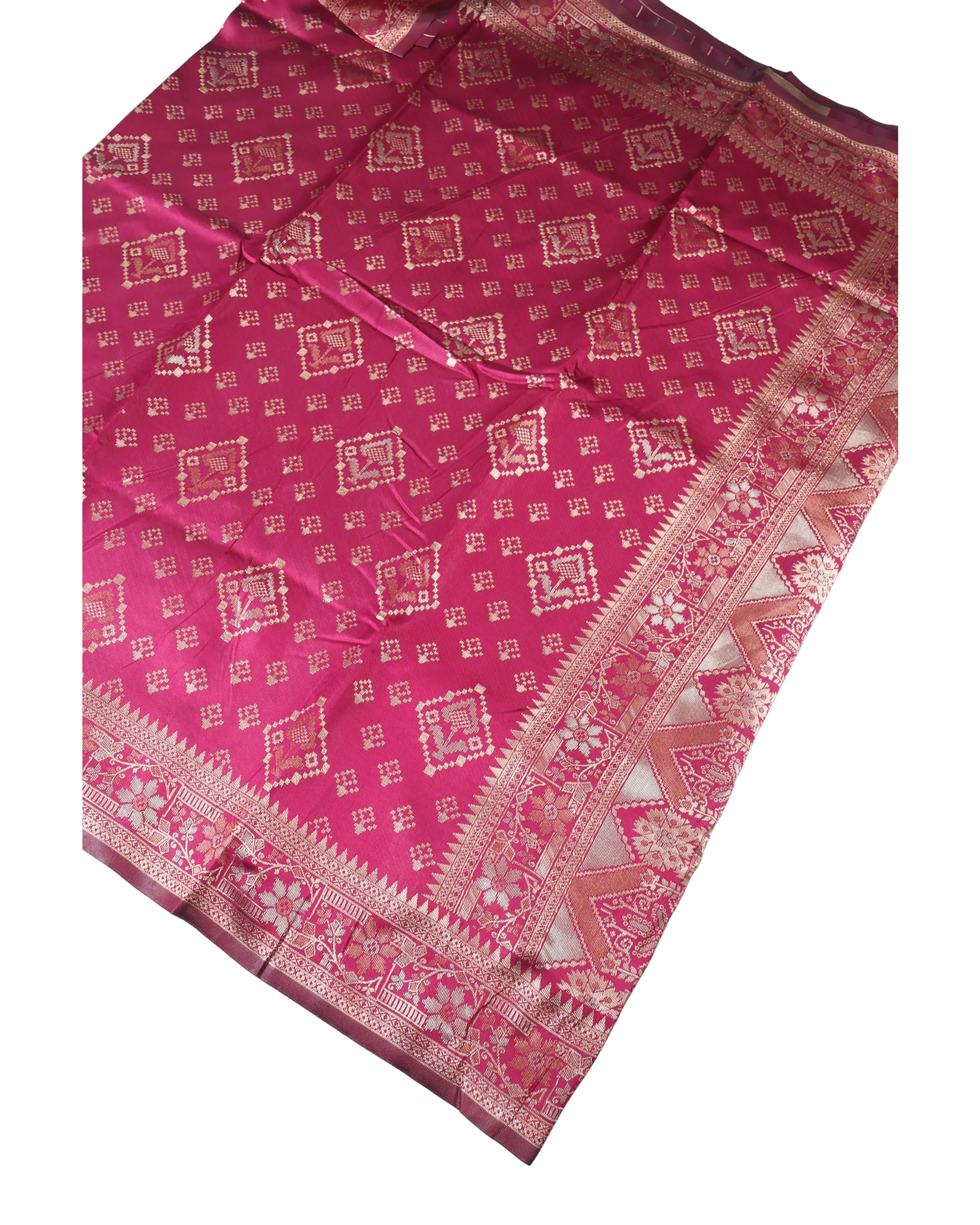 AMOLIKA Women's Banarasi Wine Silk Saree With Unstitched Blouse Piece AM-1313