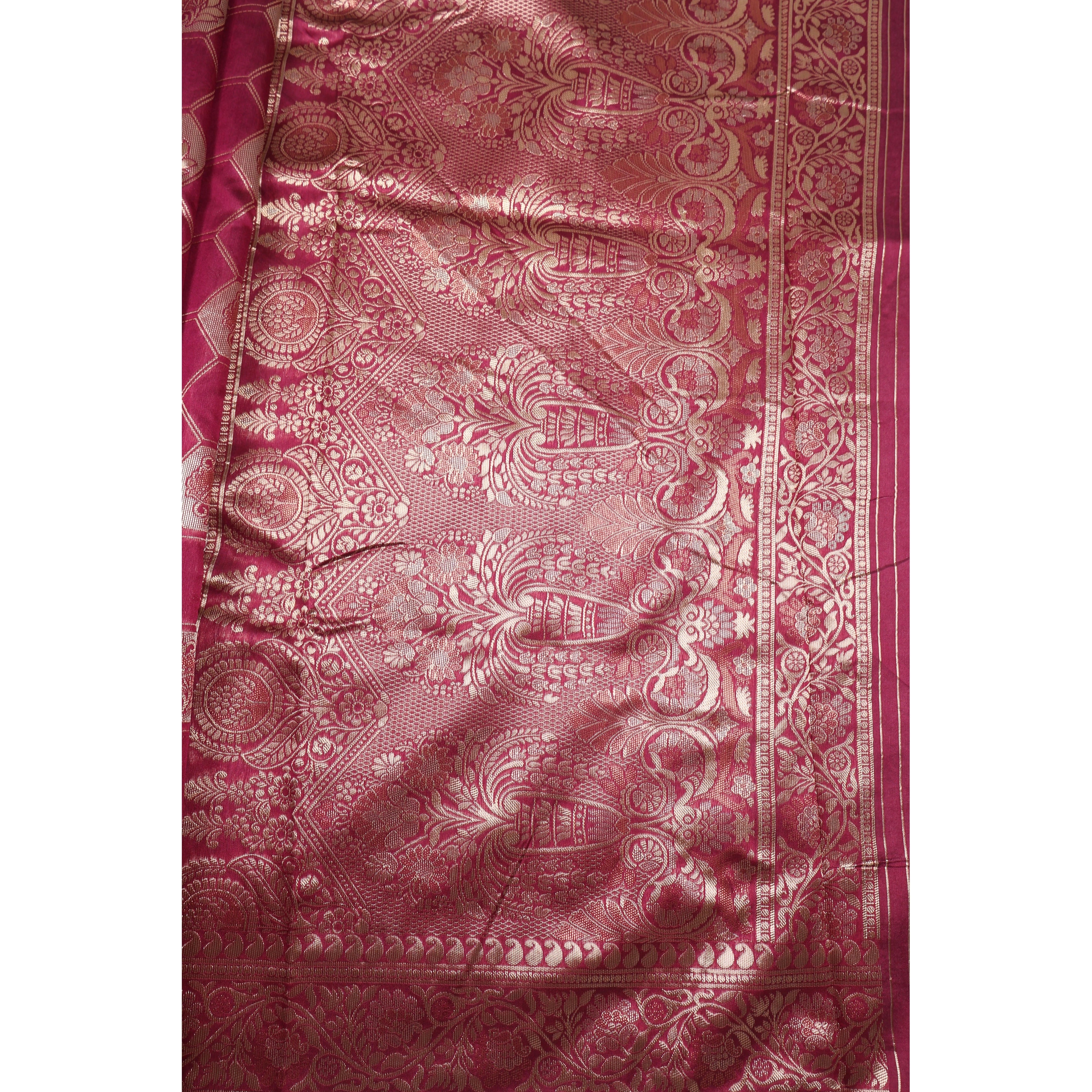 AMOLIKA Women's Banarasi Wine Saree With Unstitched Blouse Piece AM-1311