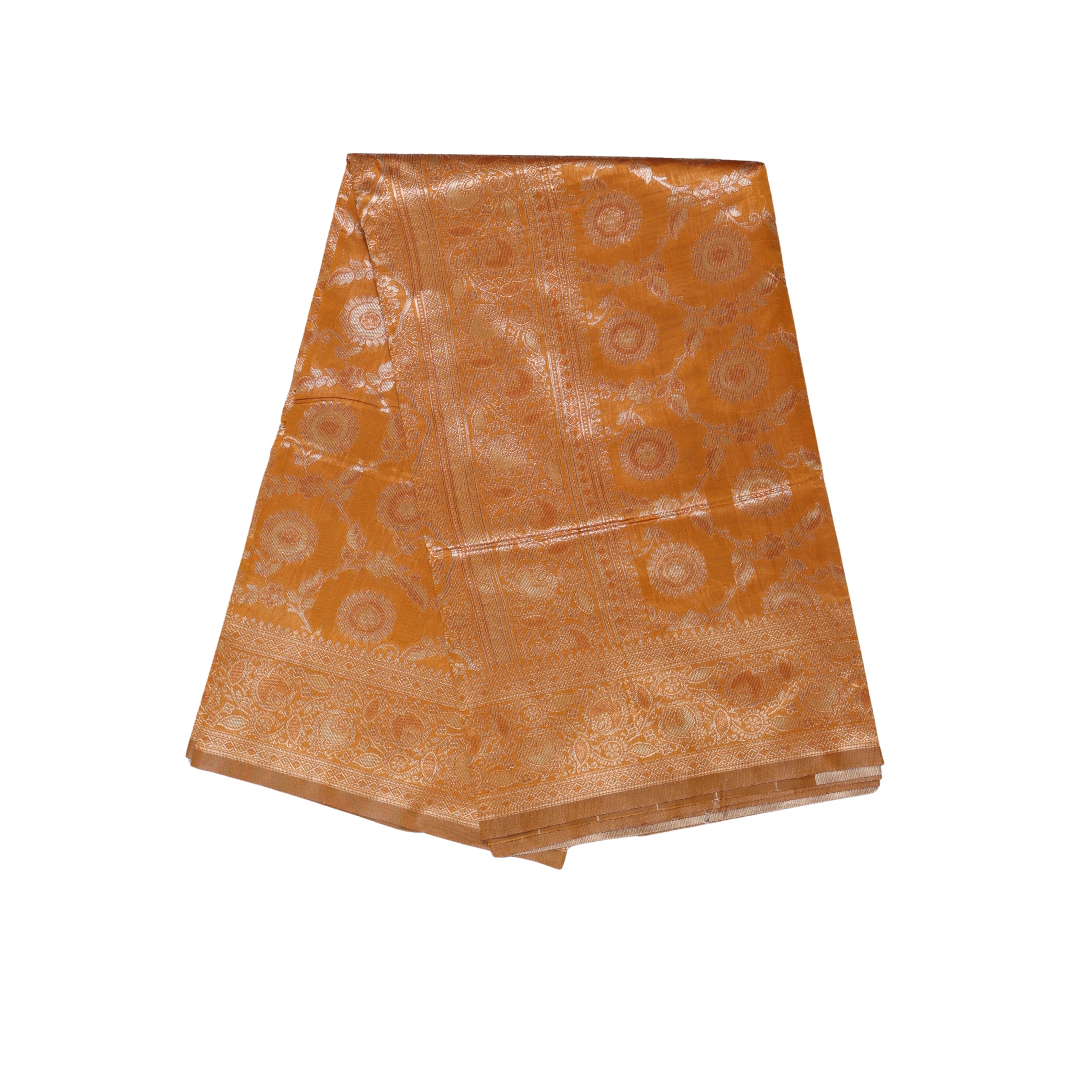 AMOLIKA Women's Banarasi Mustard Silk Saree With Unstitched Blouse Piece AM-1315