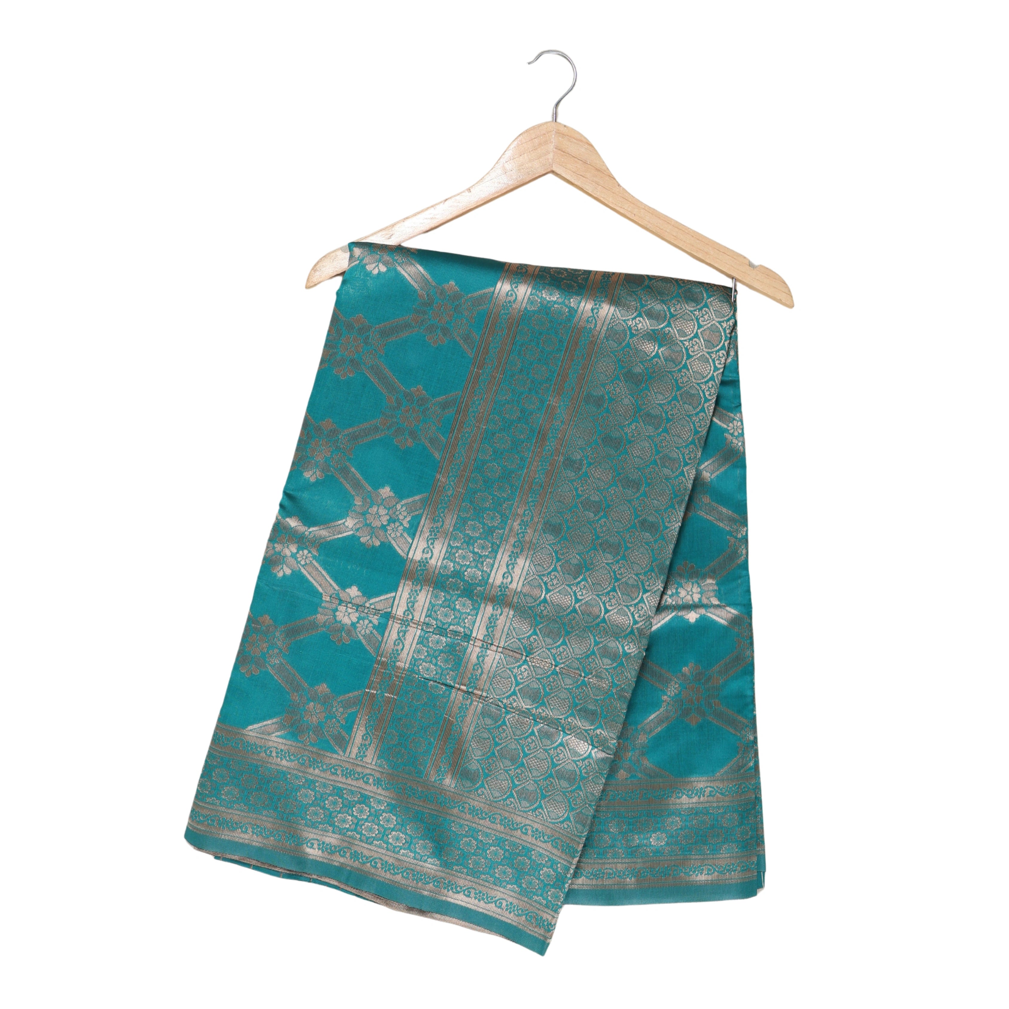 AMOLIKA Women's Banarasi Sky Blue Silk Saree With Unstitched Blouse Piece AM-1286