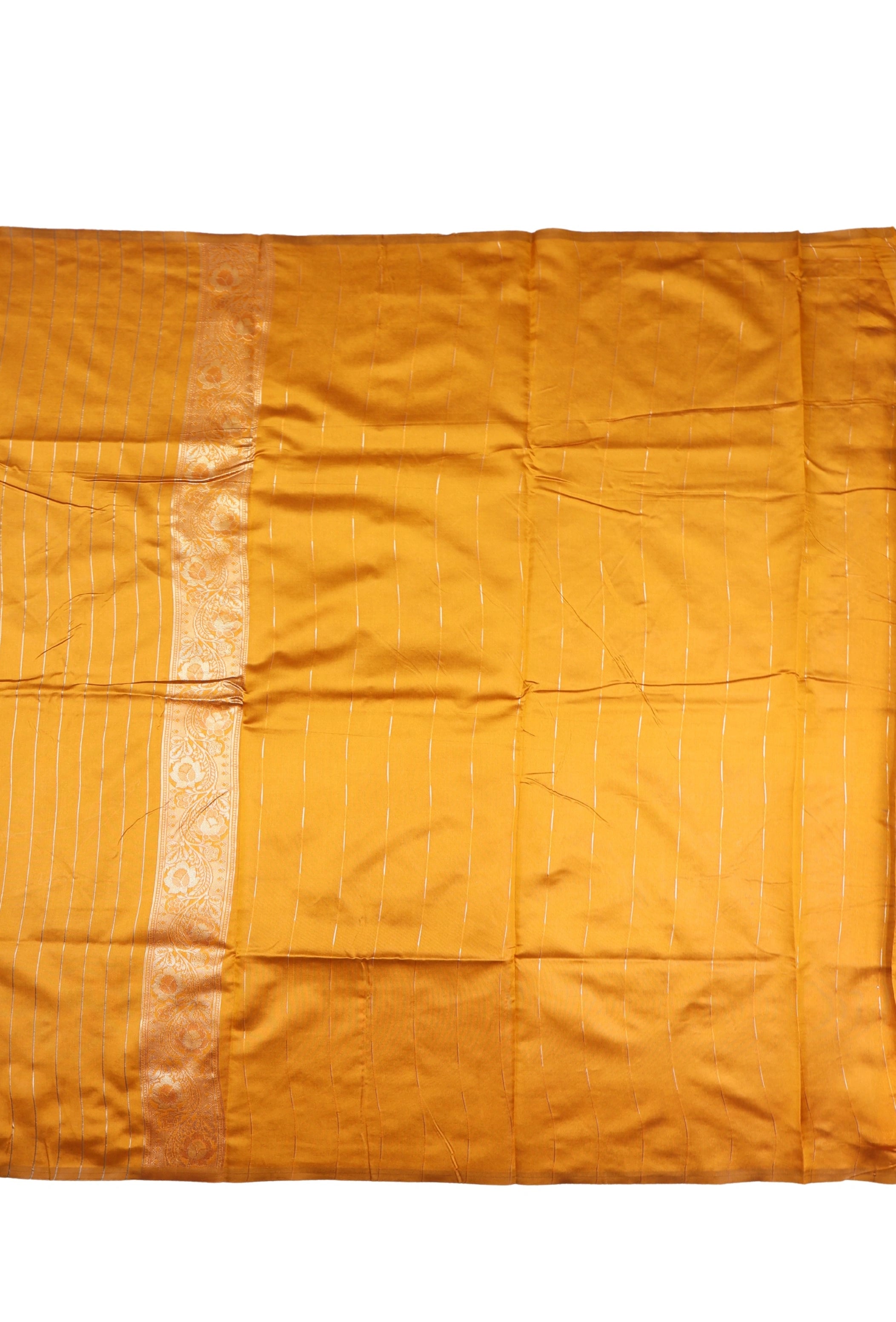 AMOLIKA Women's Banarasi Mustard Silk Saree With Unstitched Blouse Piece AM-1314