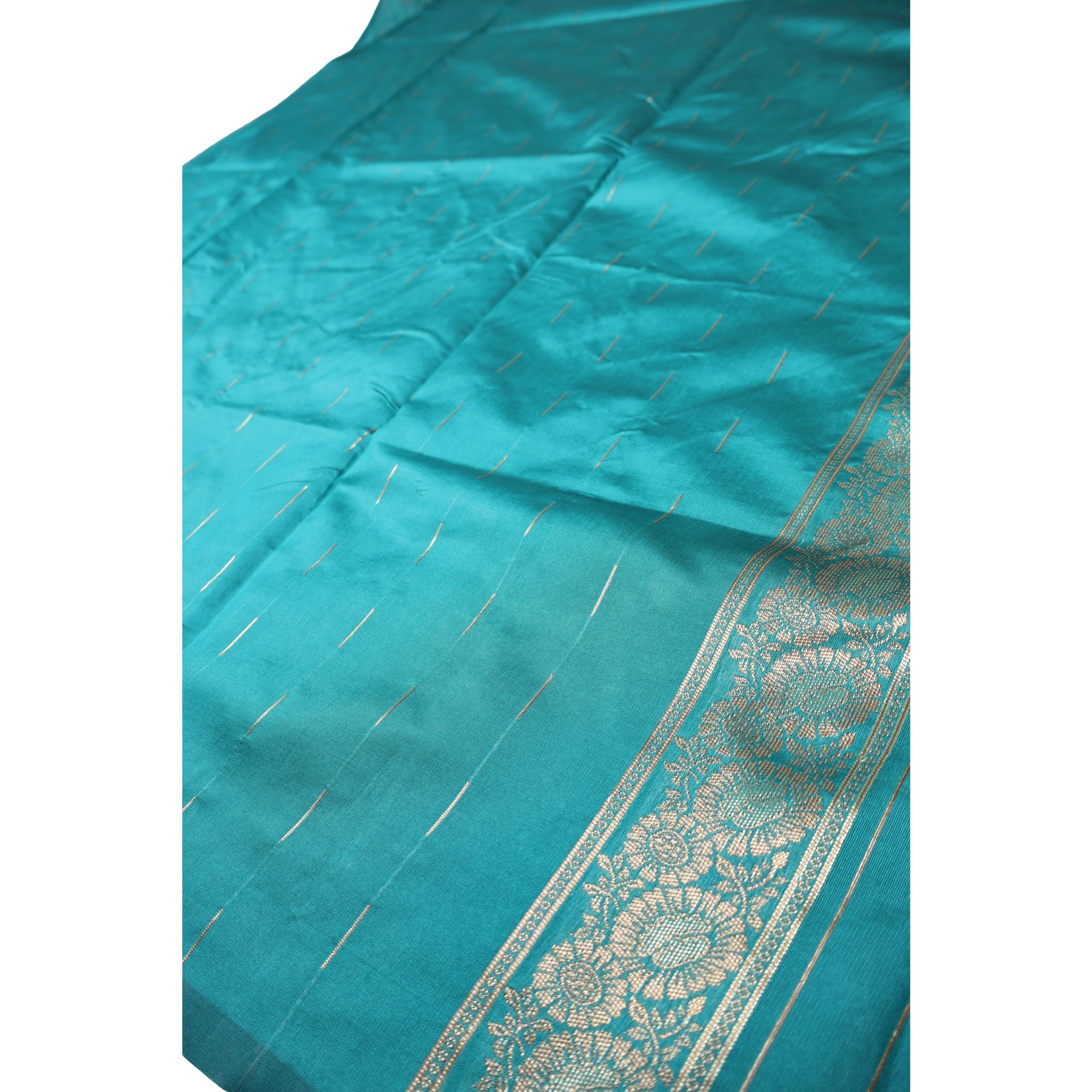 AMOLIKA Women's Banarasi Sky Blue Silk Saree With Unstitched Blouse Piece AM-1419