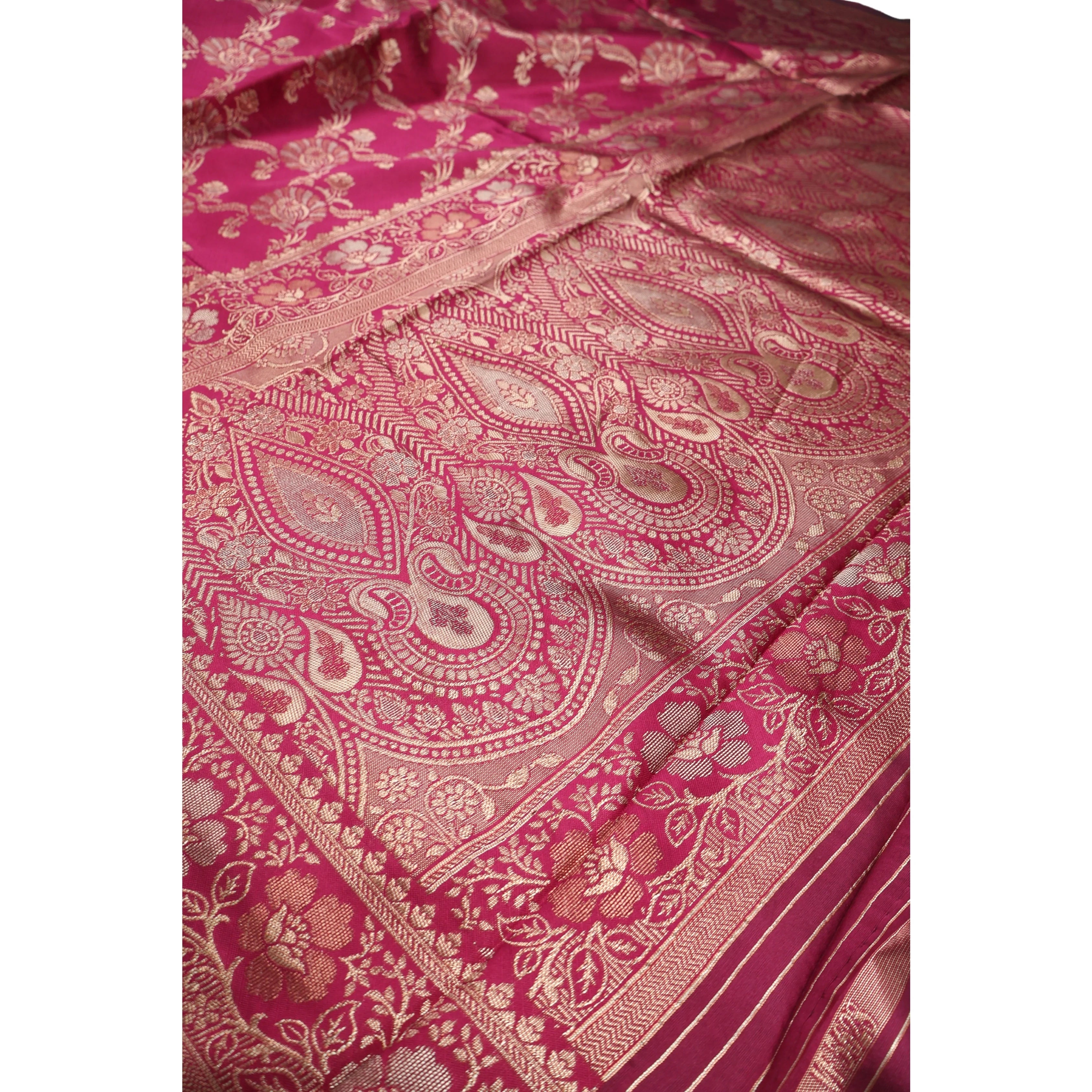 AMOLIKA Women's Banarasi Wine Silk Saree With Unstitched Blouse Piece AM-1287
