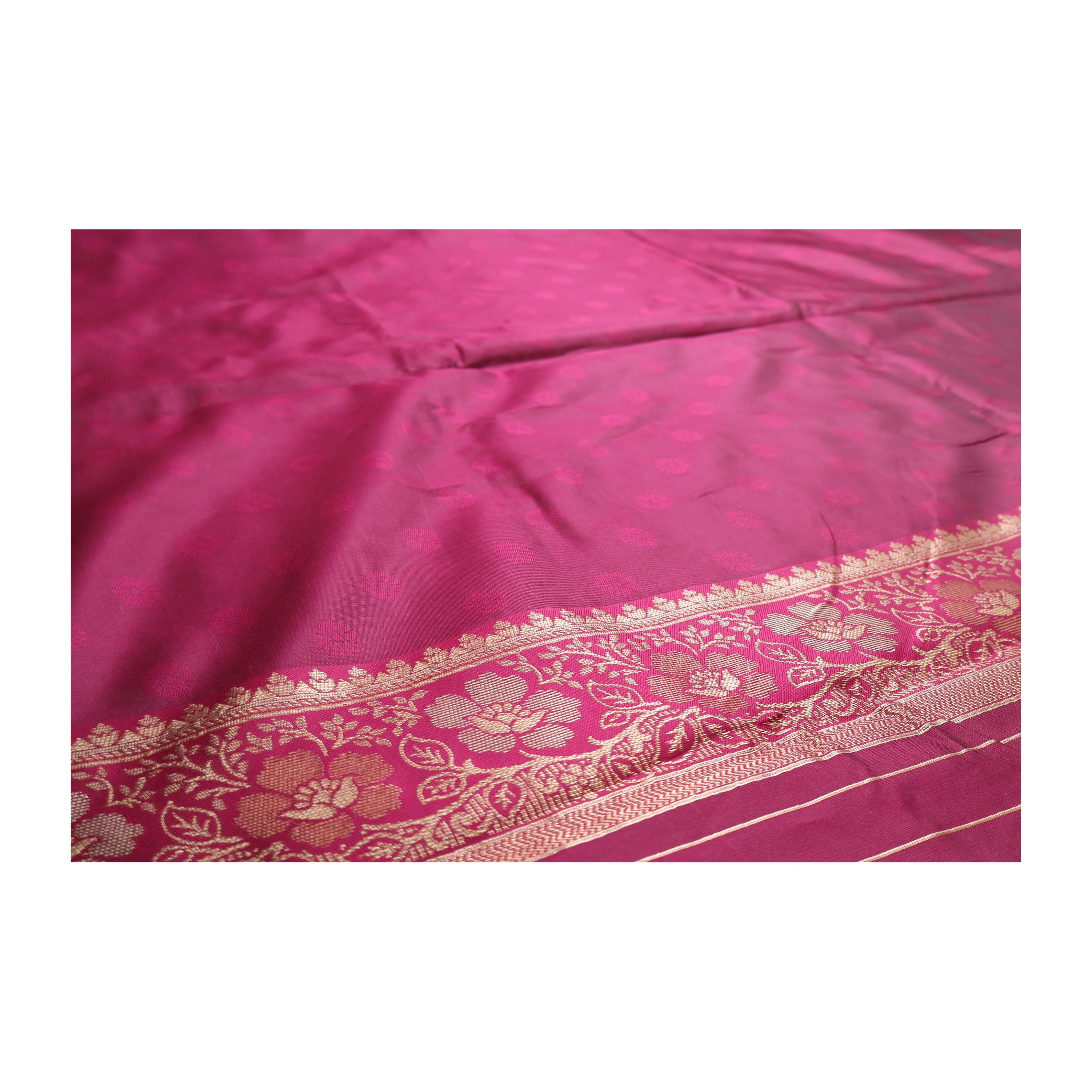 AMOLIKA Women's Banarasi Wine Silk Saree With Unstitched Blouse Piece AM-1287