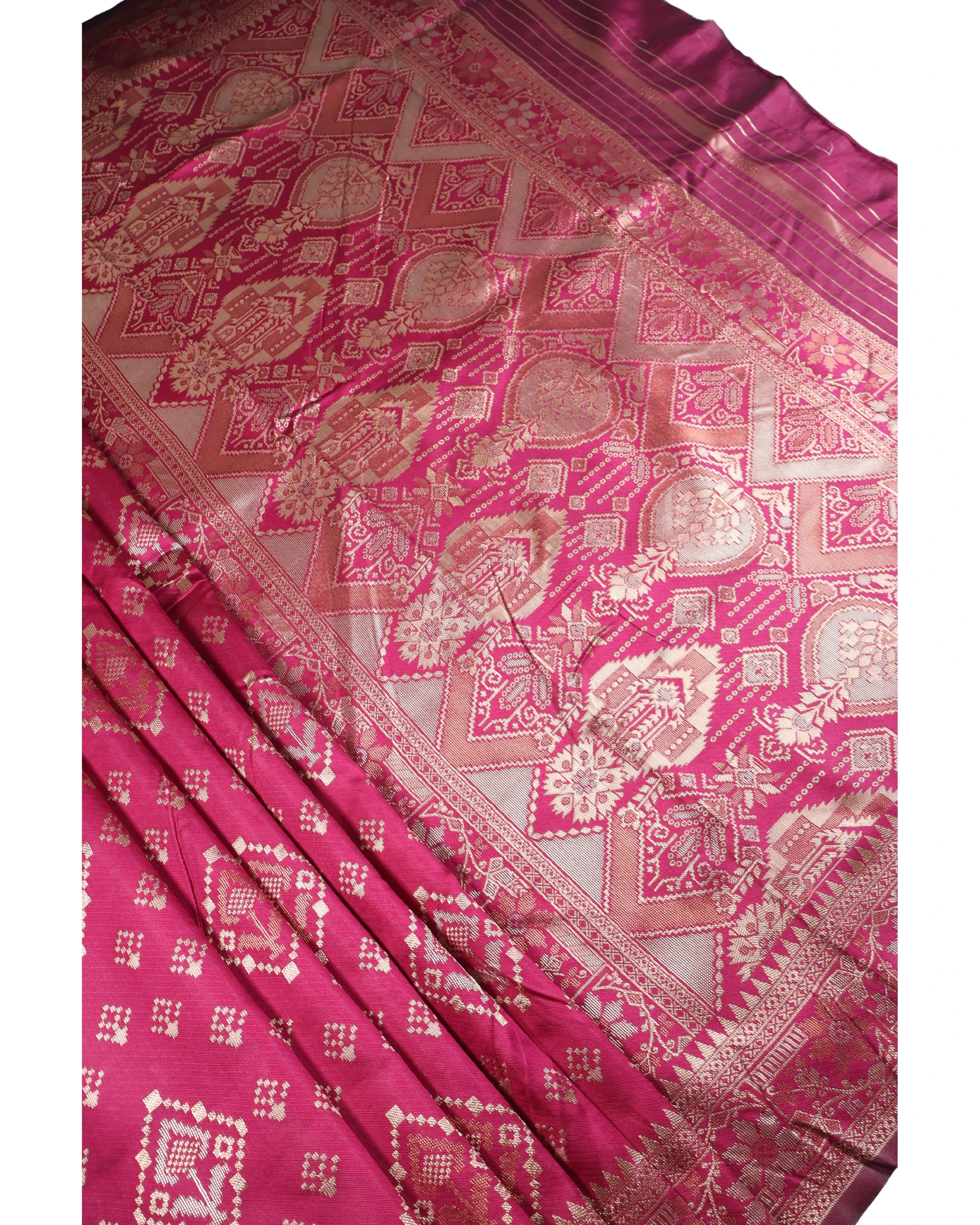AMOLIKA Women's Banarasi Wine Silk Saree With Unstitched Blouse Piece AM-1313