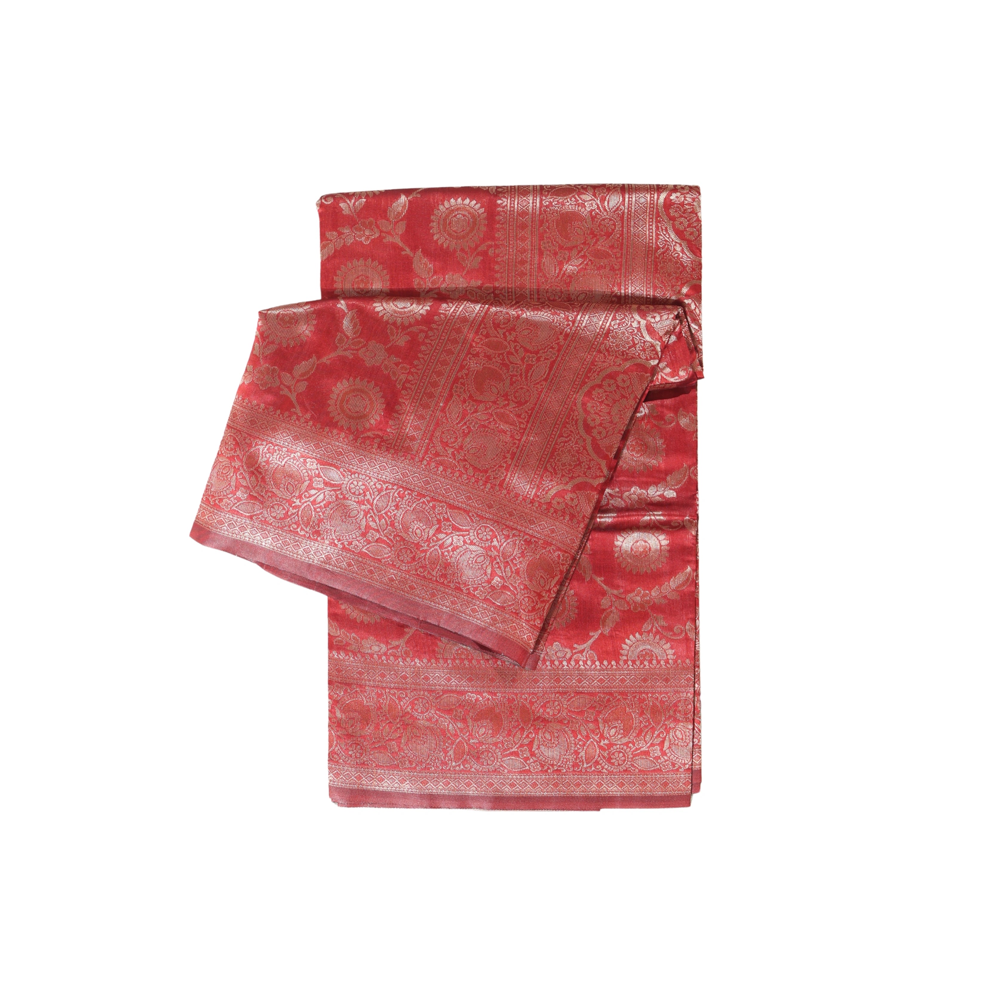 AMOLIKA Women's Banarasi Red Silk Saree With Unstitched Blouse Piece AM-1315
