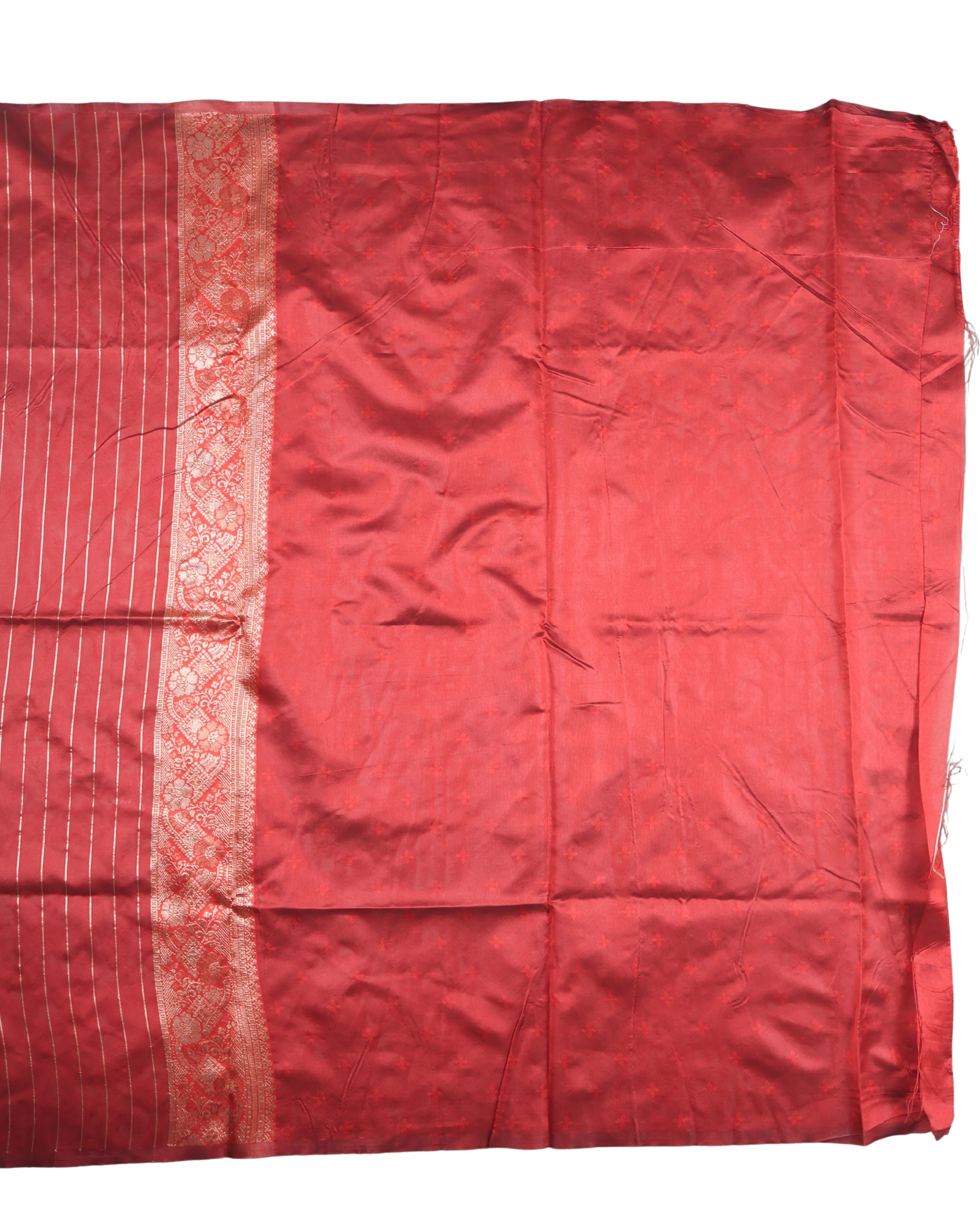 AMOLIKA Women's Banarasi Red Silk Saree With Unstitched Blouse Piece AM-1312