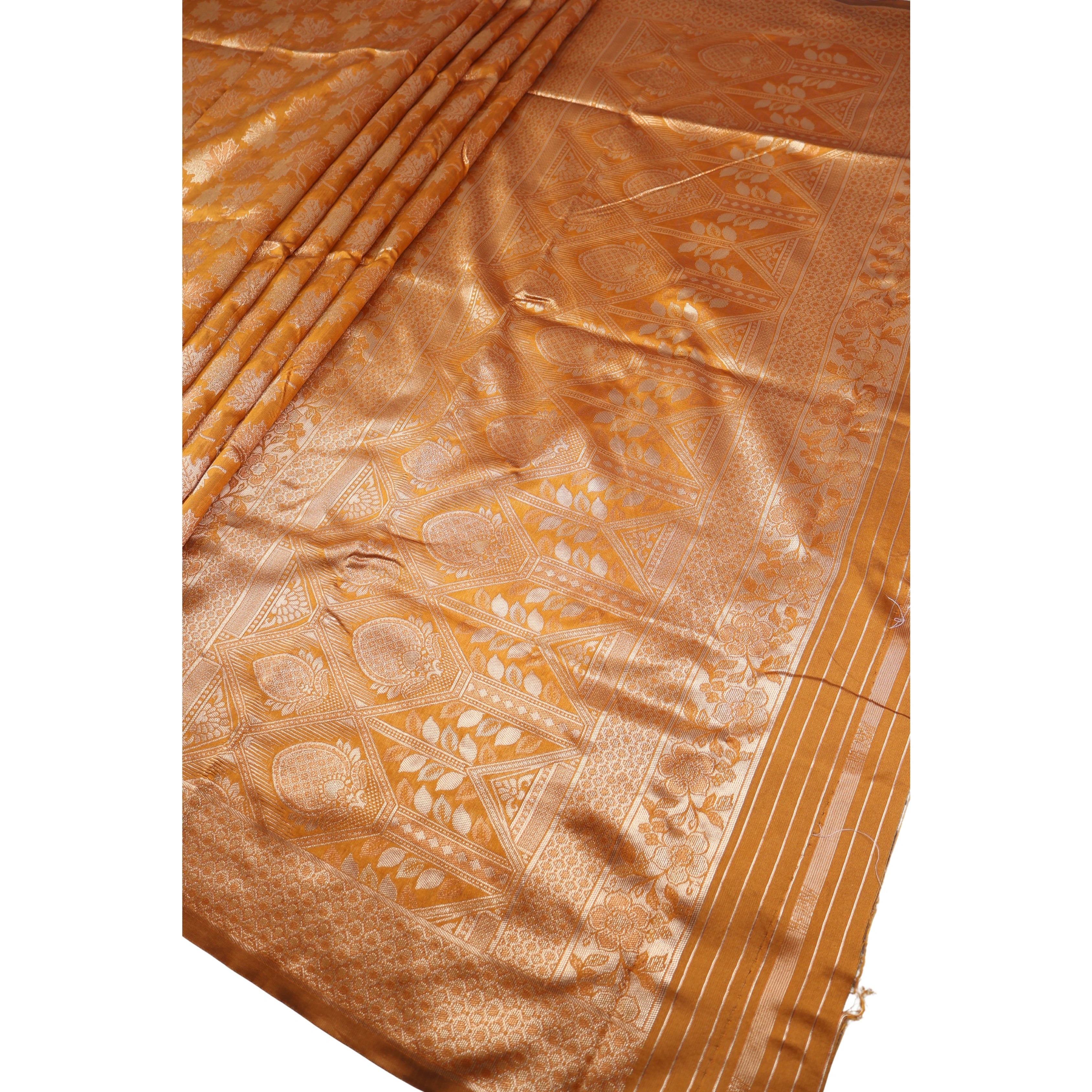AMOLIKA Women's Banarasi Mustard Silk Saree With Unstitched Blouse Piece AM-1283
