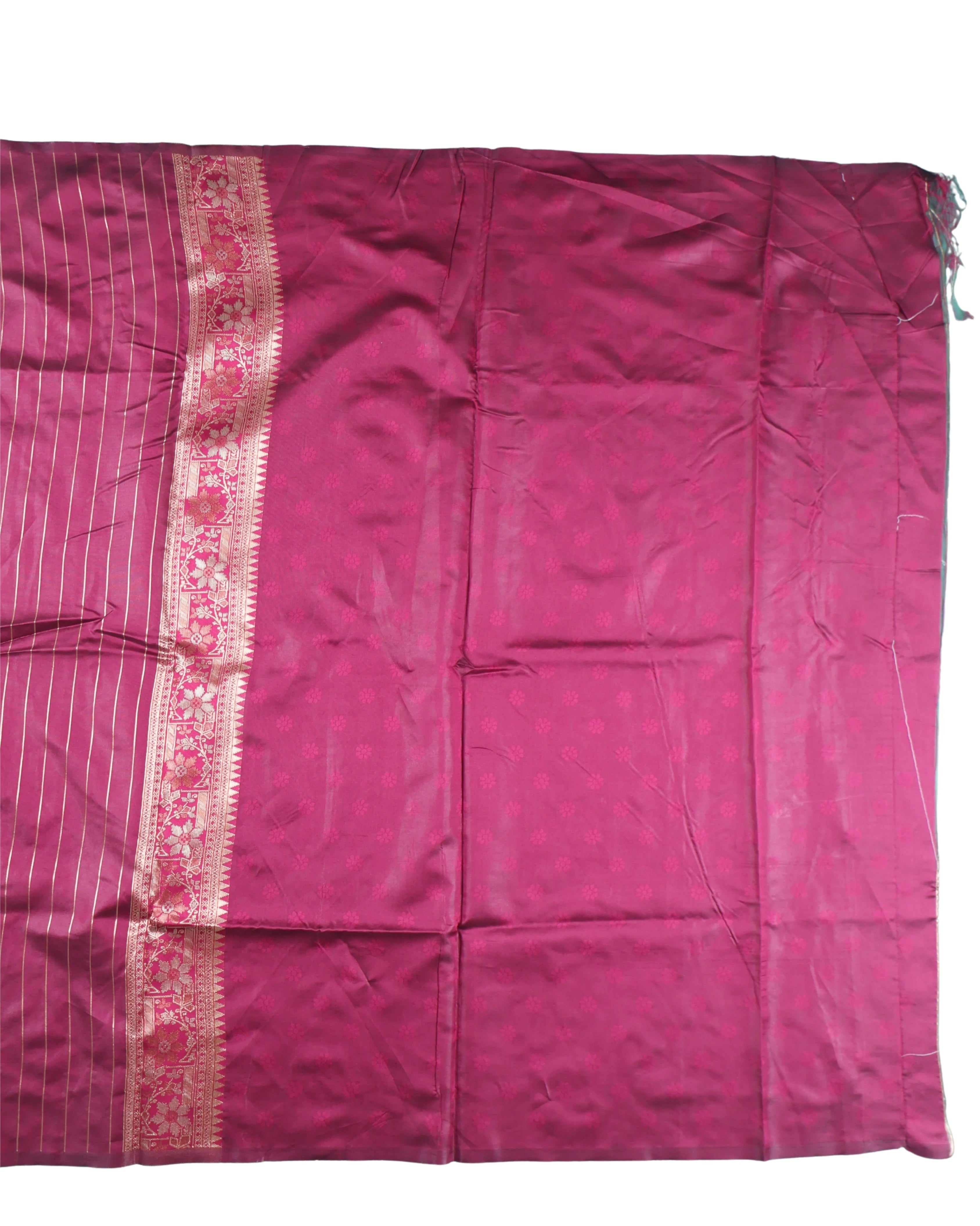 AMOLIKA Women's Banarasi Wine Silk Saree With Unstitched Blouse Piece AM-1313