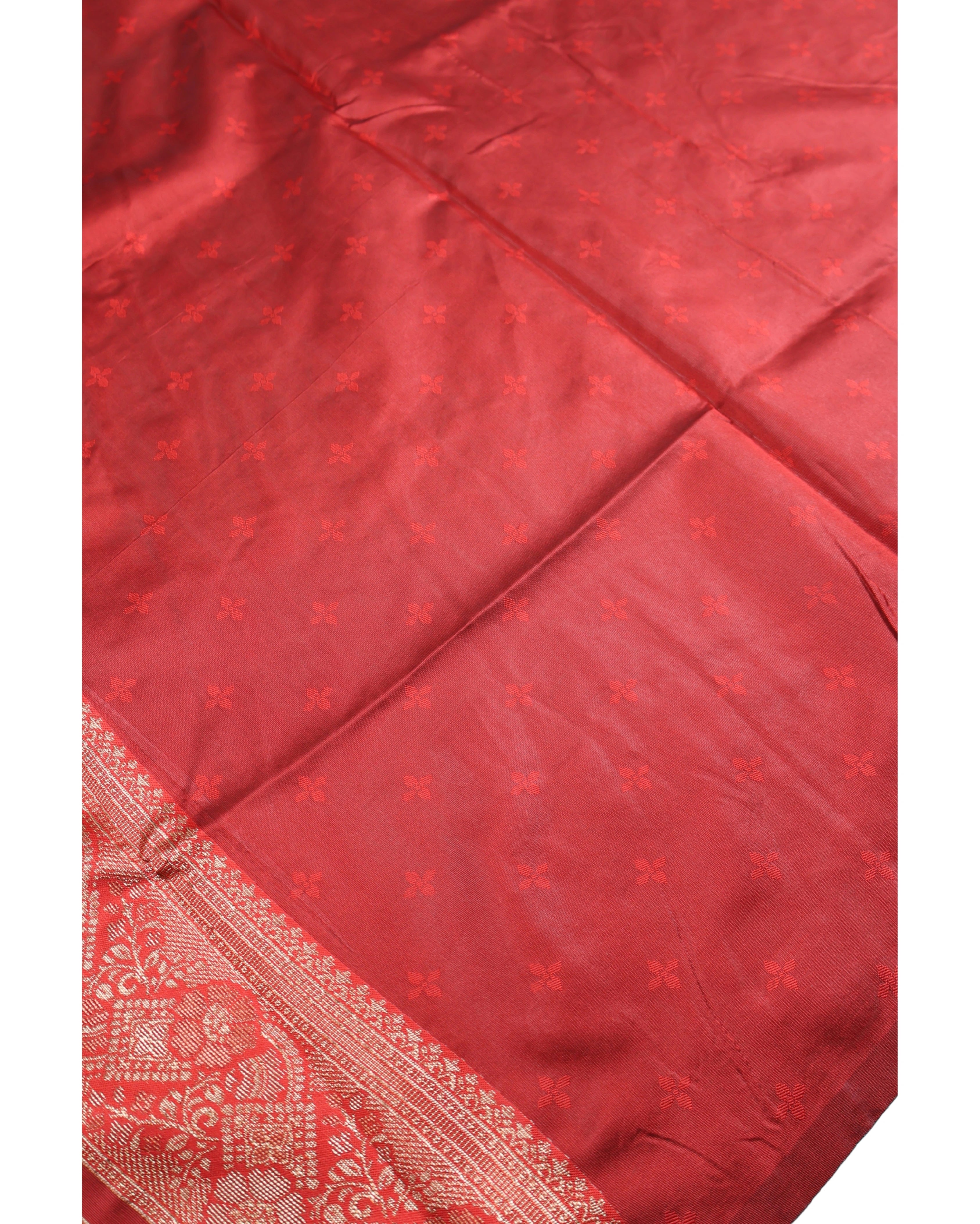 AMOLIKA Women's Banarasi Red Silk Saree With Unstitched Blouse Piece AM-1312