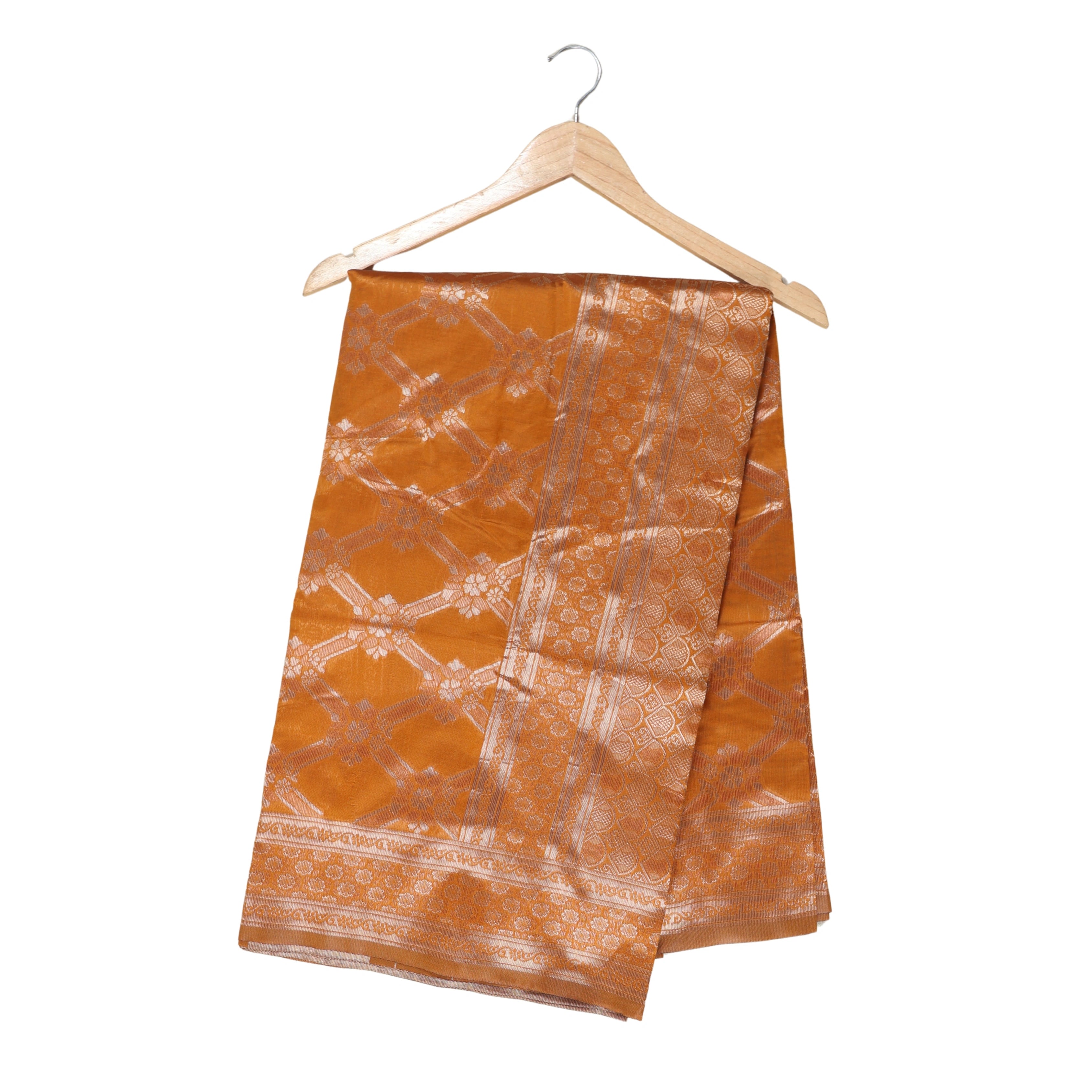 AMOLIKA Women's Banarasi Mustard Silk Saree With Unstitched Blouse Piece AM-1286