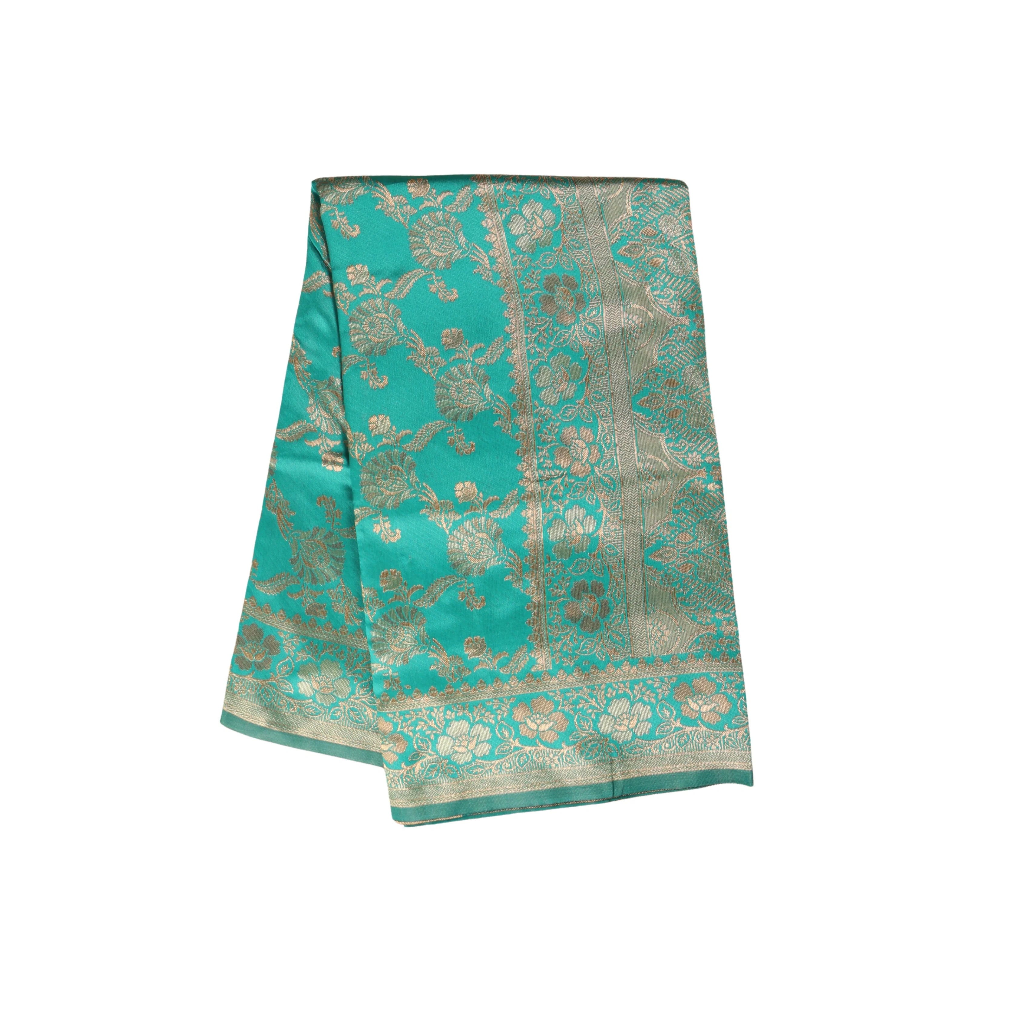 AMOLIKA Women's Banarasi Sky Blue Silk Saree With Unstitched Blouse Piece AM-1287