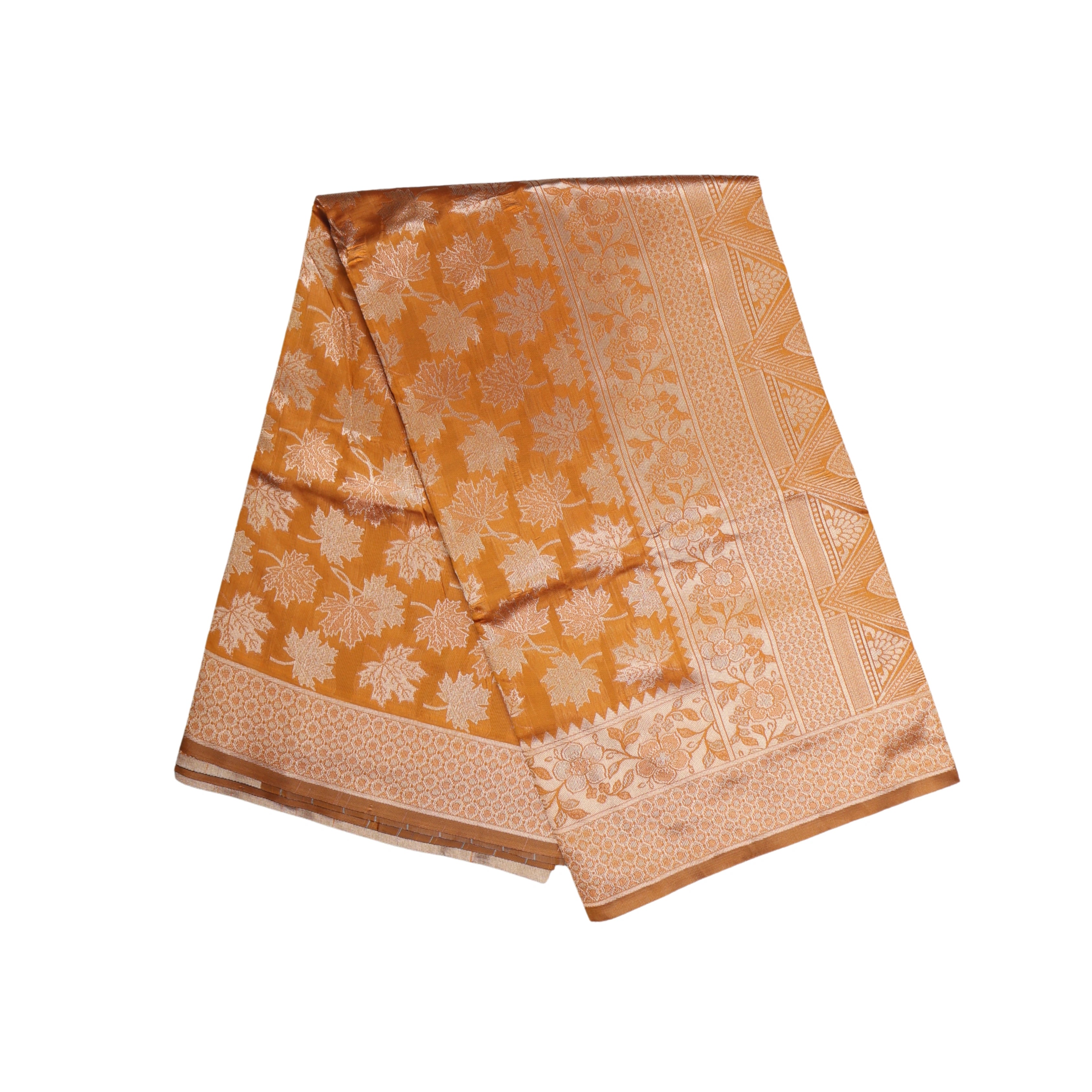 AMOLIKA Women's Banarasi Mustard Silk Saree With Unstitched Blouse Piece AM-1283