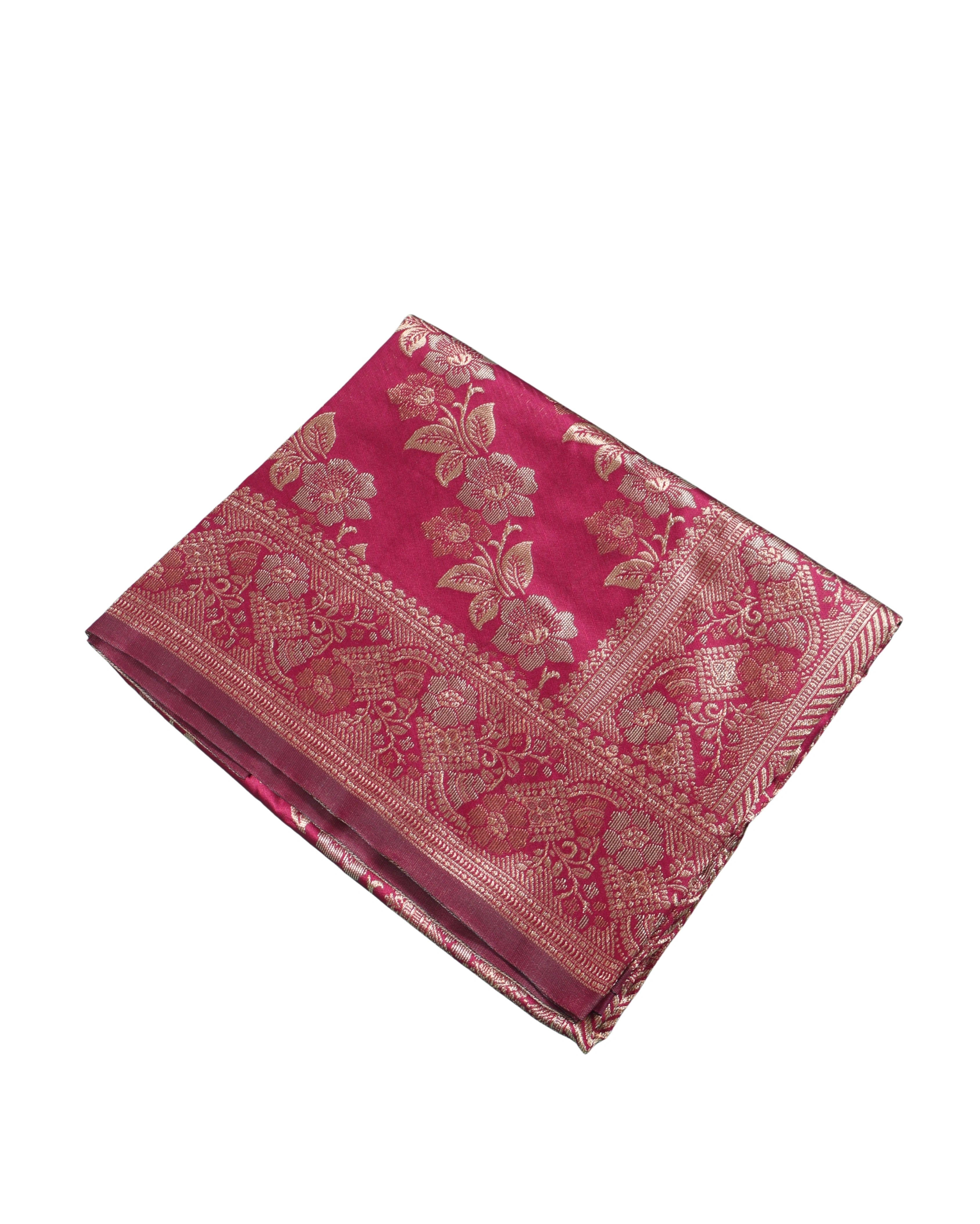 AMOLIKA Women's Banarasi Wine Silk Saree With Unstitched Blouse Piece AM-1312