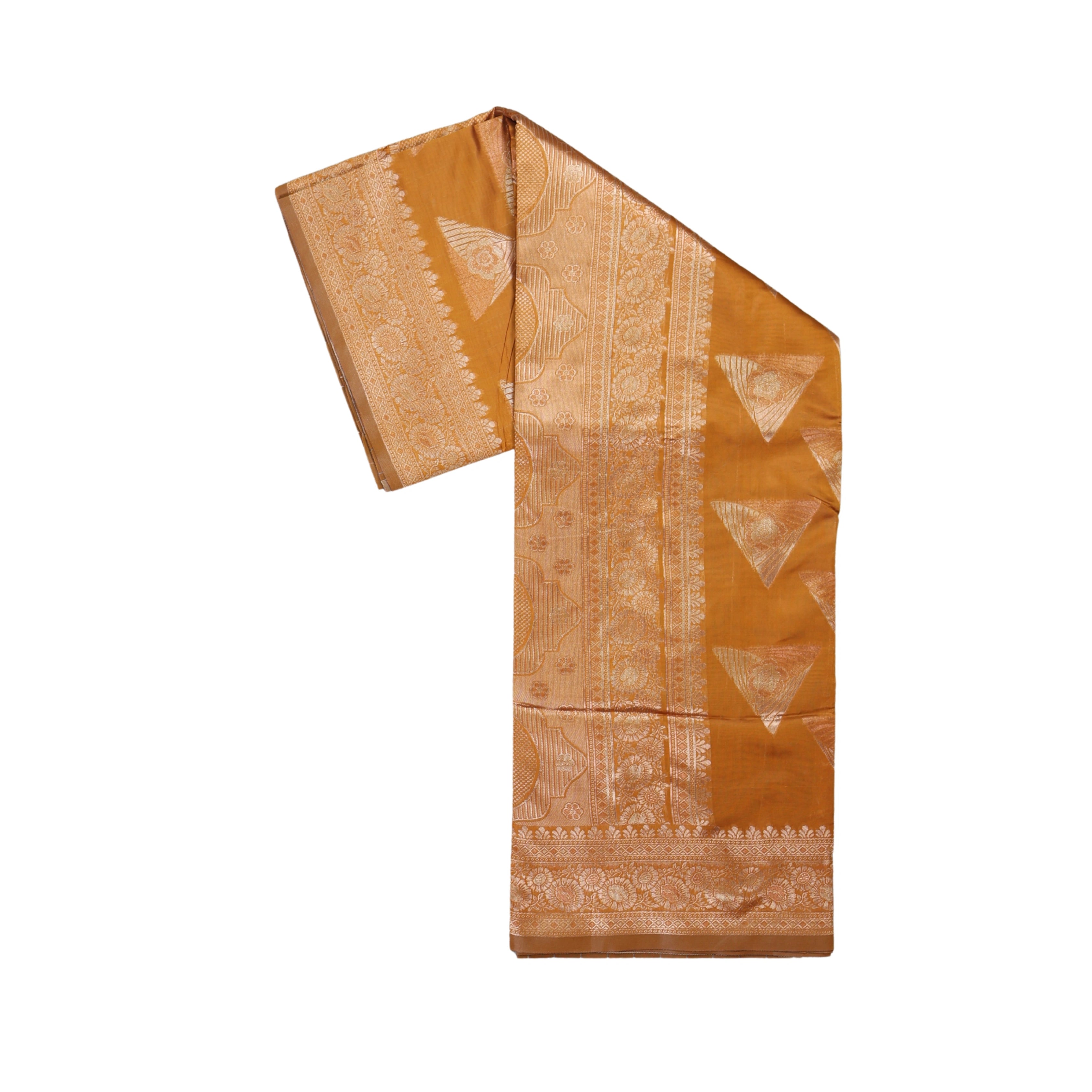 AMOLIKA Women's Banarasi Mustard Silk Saree With Unstitched Blouse Piece AM-1419