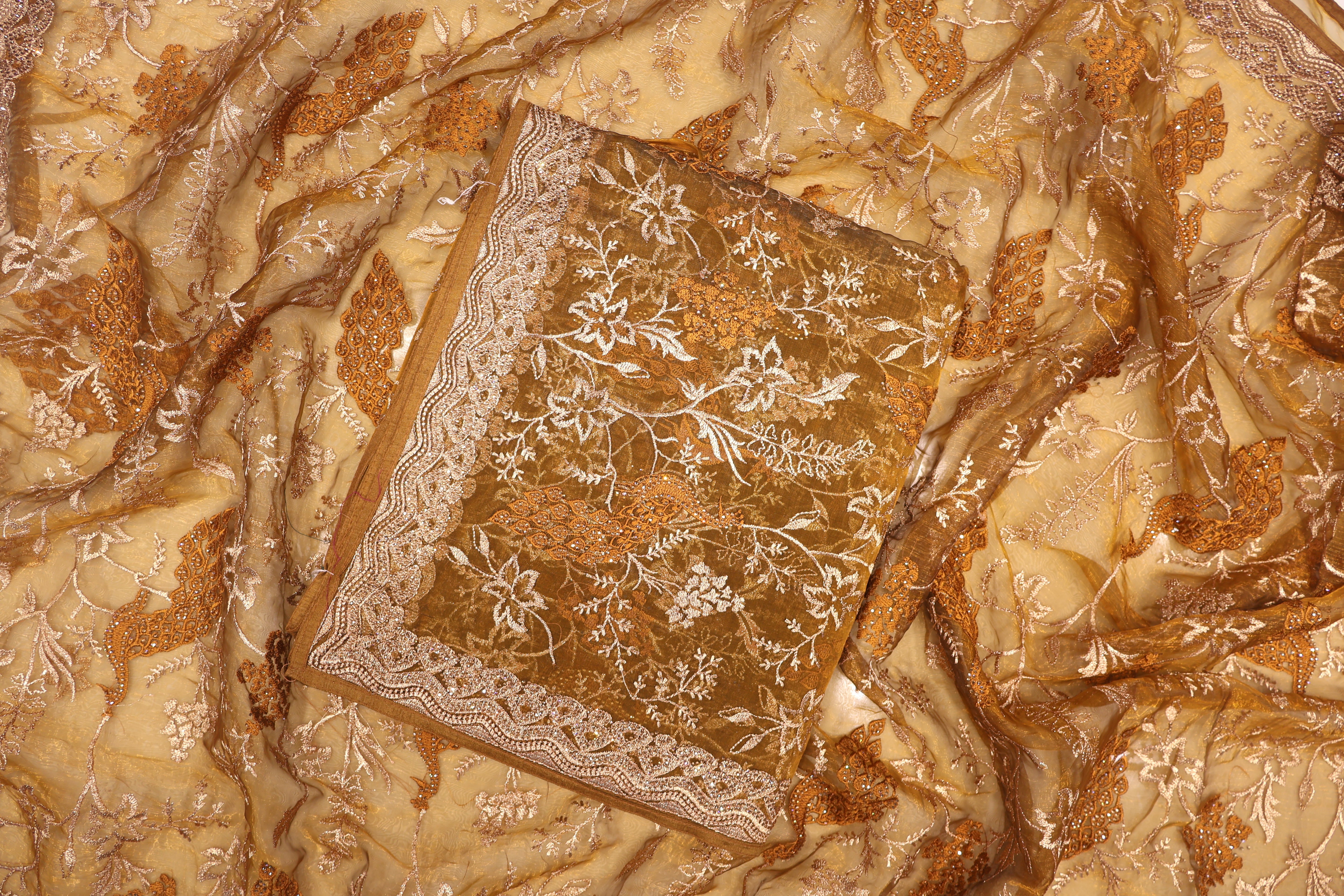 Women's Mustard Rolex Saree With Unstitched Blouse Piece DA-7581