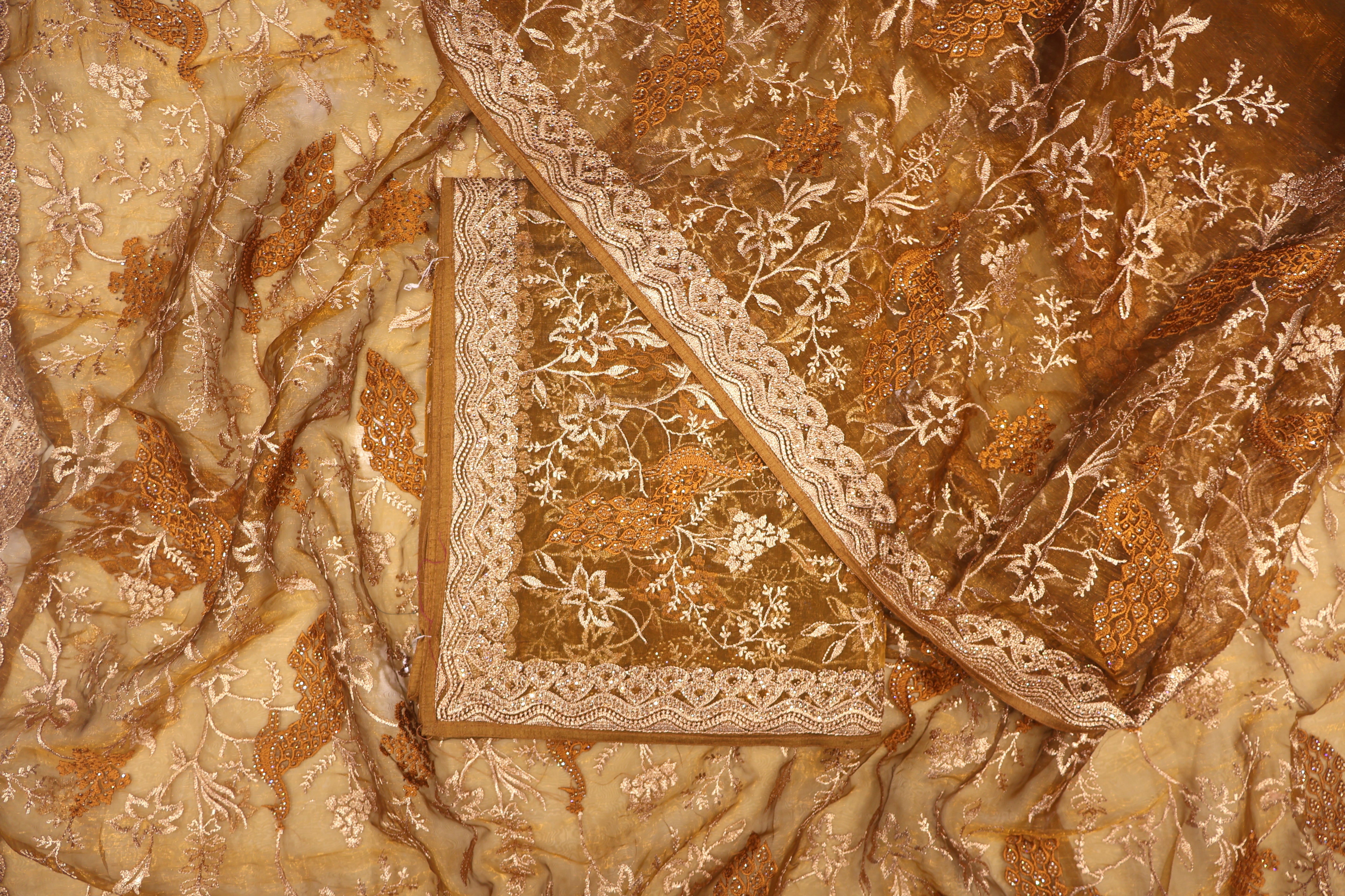 Women's Mustard Rolex Saree With Unstitched Blouse Piece DA-7581