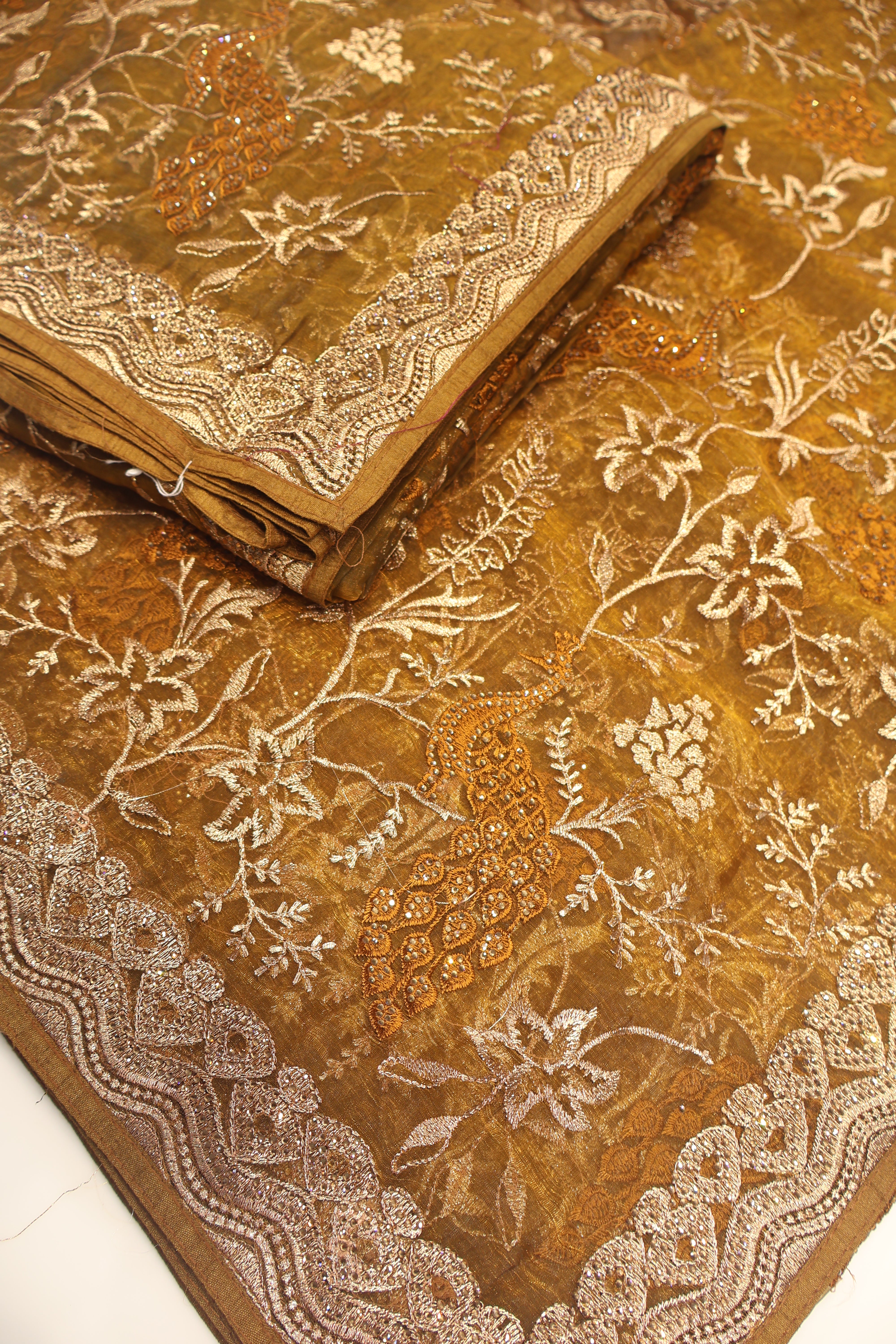 Women's Mustard Rolex Saree With Unstitched Blouse Piece DA-7581