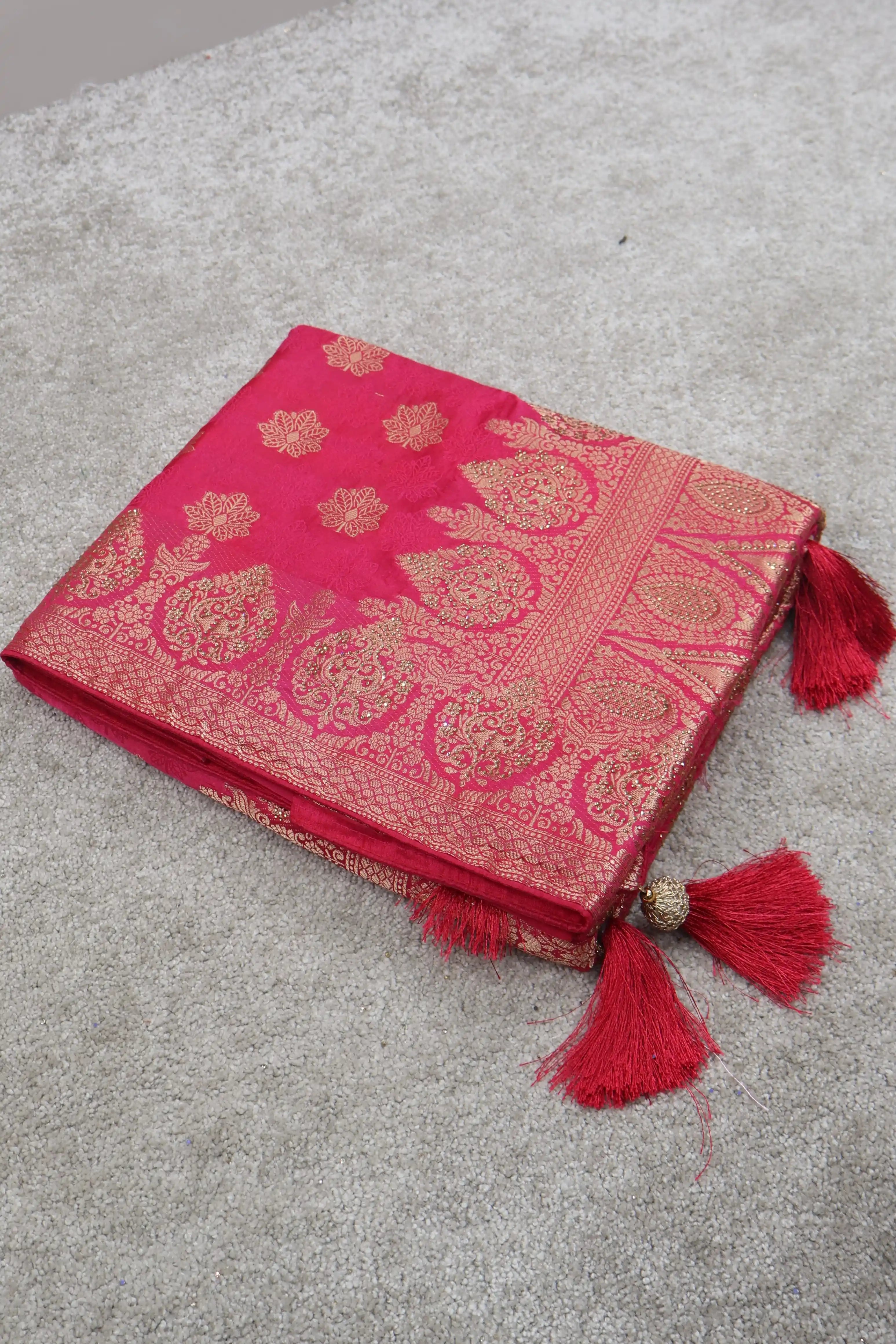 Satin Silk Saree With Unstitched Blouse Piece DA-3015