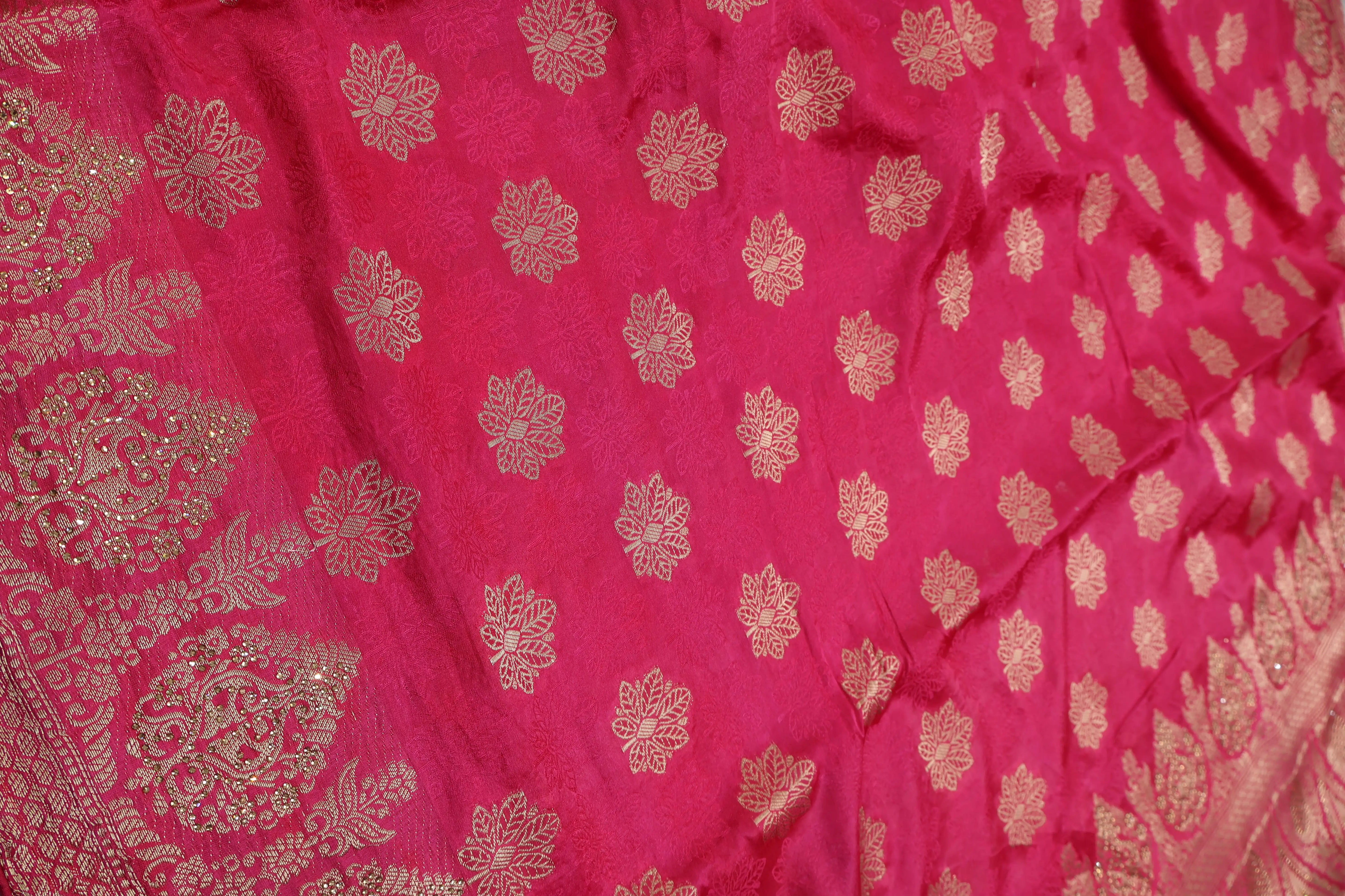 Rani Satin Silk Saree With Unstitched Blouse Piece DA-3015