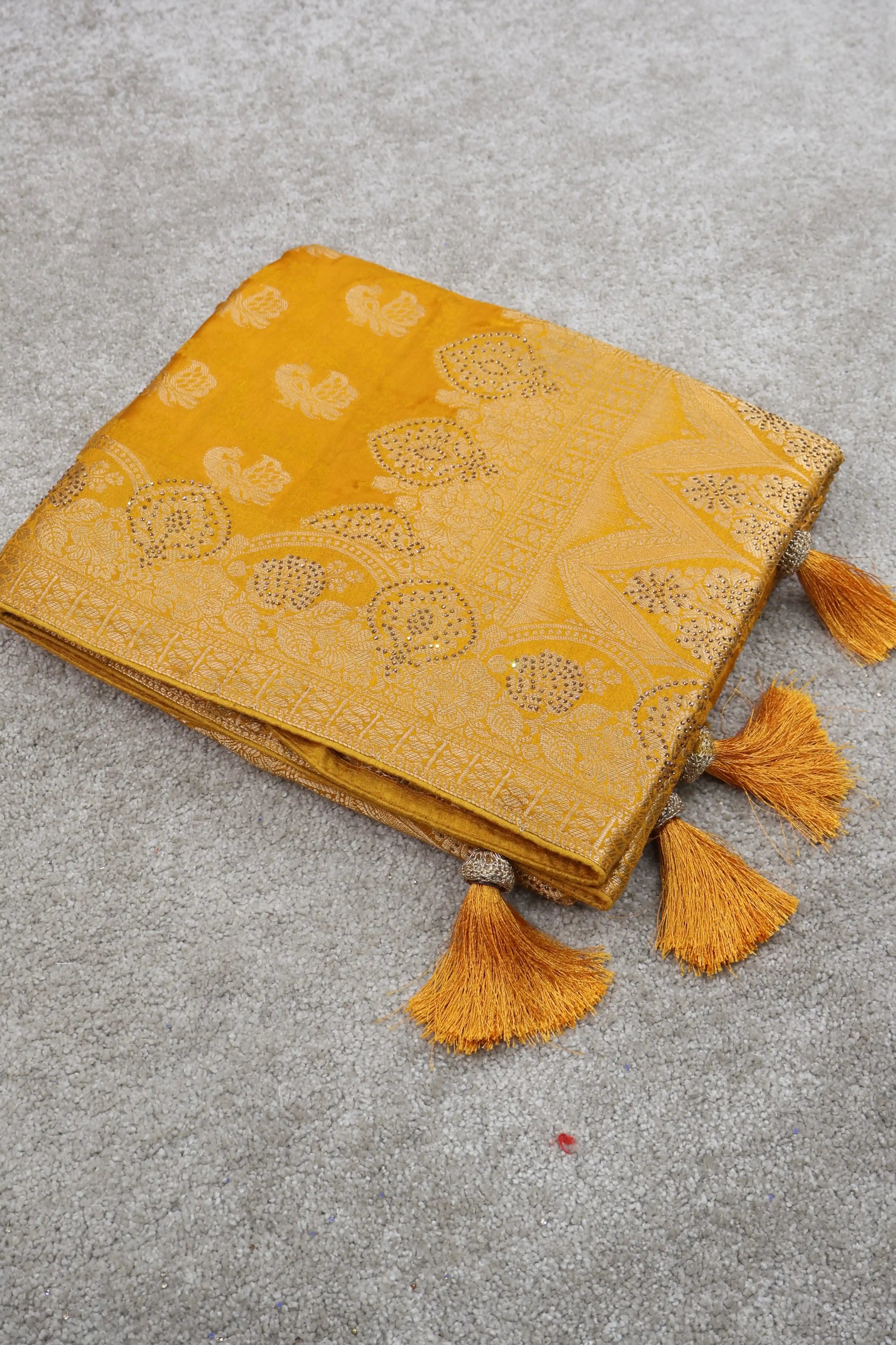 Satin Silk Saree With Unstitched Blouse Piece AM-1758