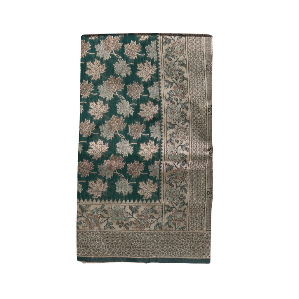 Banarasi Bottle Green Silk Saree With Unstitched Blouse Piece AM - 1283 - Amolika Sarees