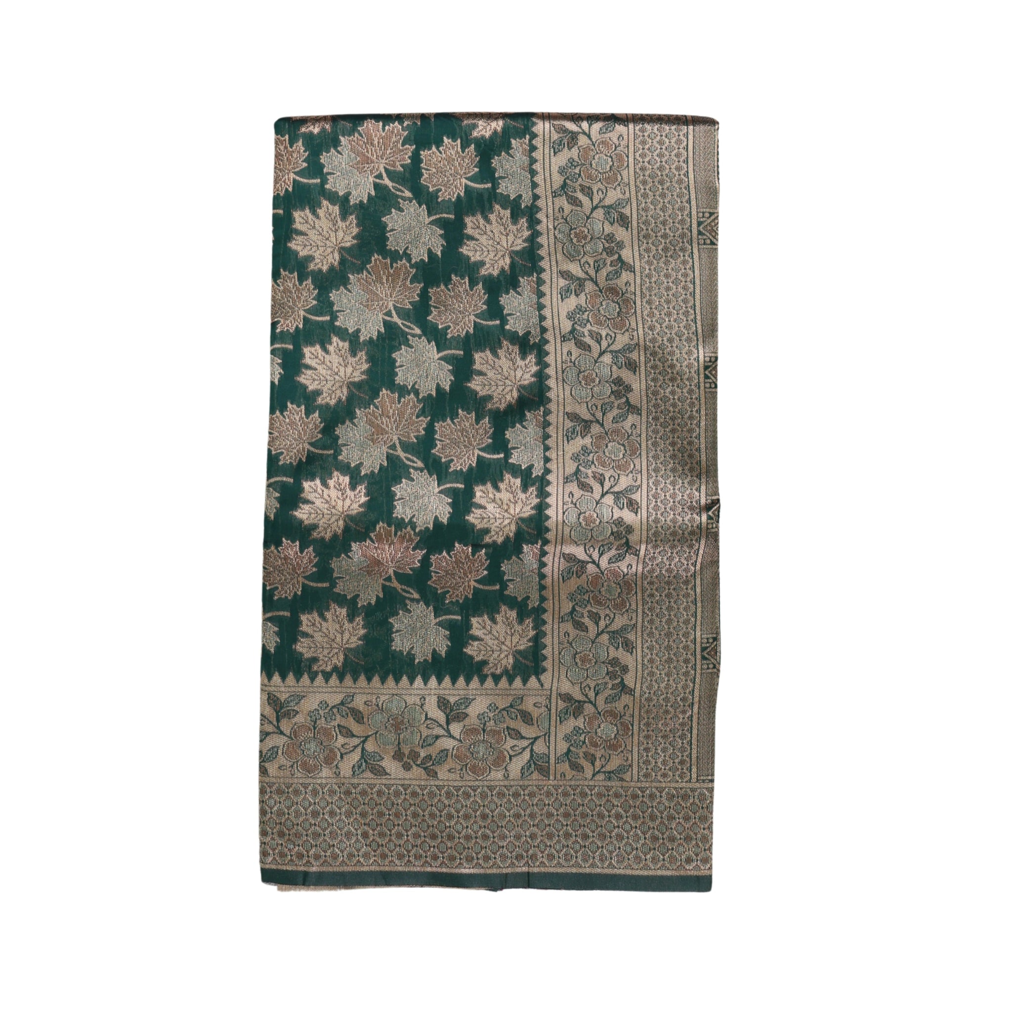 Banarasi Bottle Green Silk Saree With Unstitched Blouse Piece AM - 1283 - Amolika Sarees
