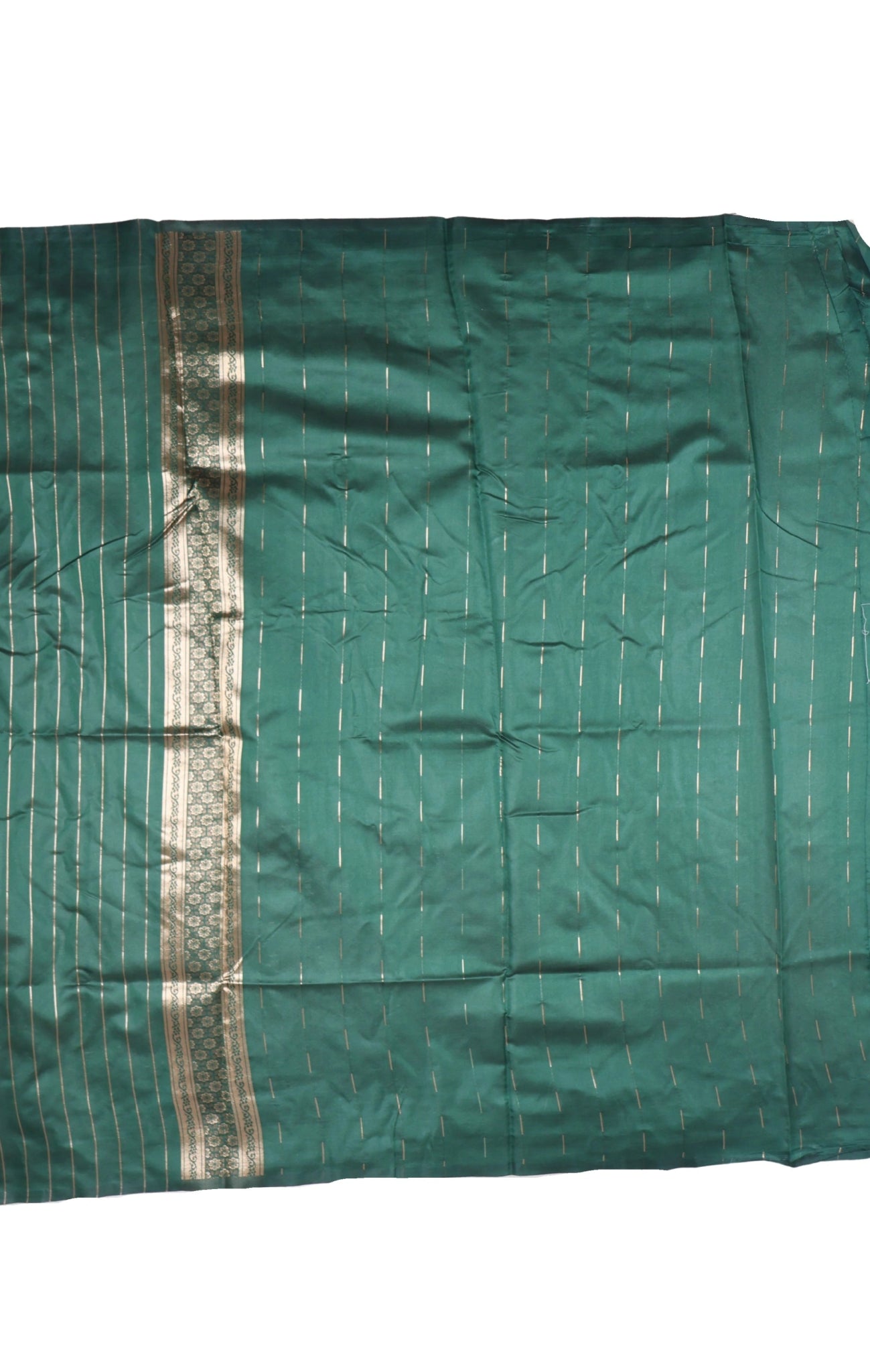 Banarasi Bottle Green Silk Saree With Unstitched Blouse Piece AM - 1286 - Amolika Sarees