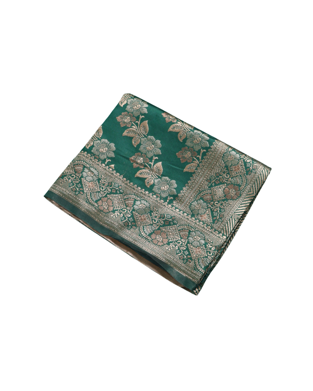 Banarasi Bottle Green Silk Saree With Unstitched Blouse Piece AM - 1312 - Amolika Sarees