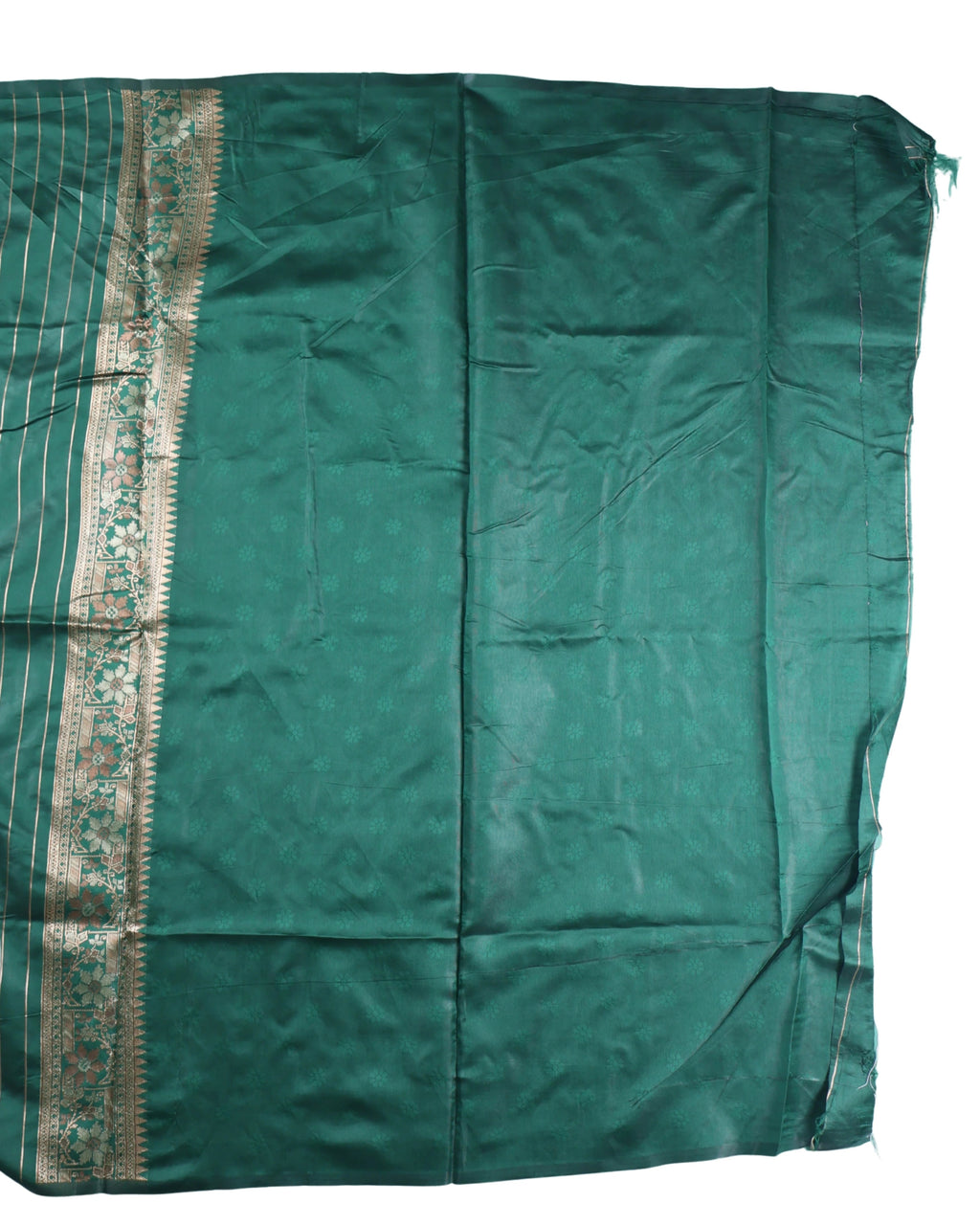 Banarasi Bottle Green Silk Saree With Unstitched Blouse Piece AM - 1313 - Amolika Sarees