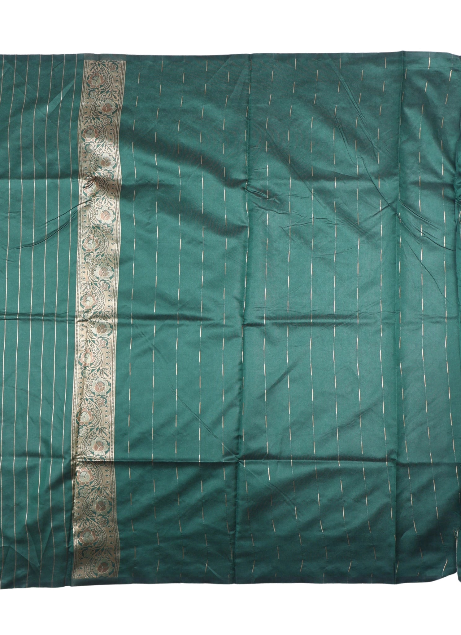 Banarasi Bottle Green Silk Saree With Unstitched Blouse Piece AM - 1314 - Amolika Sarees