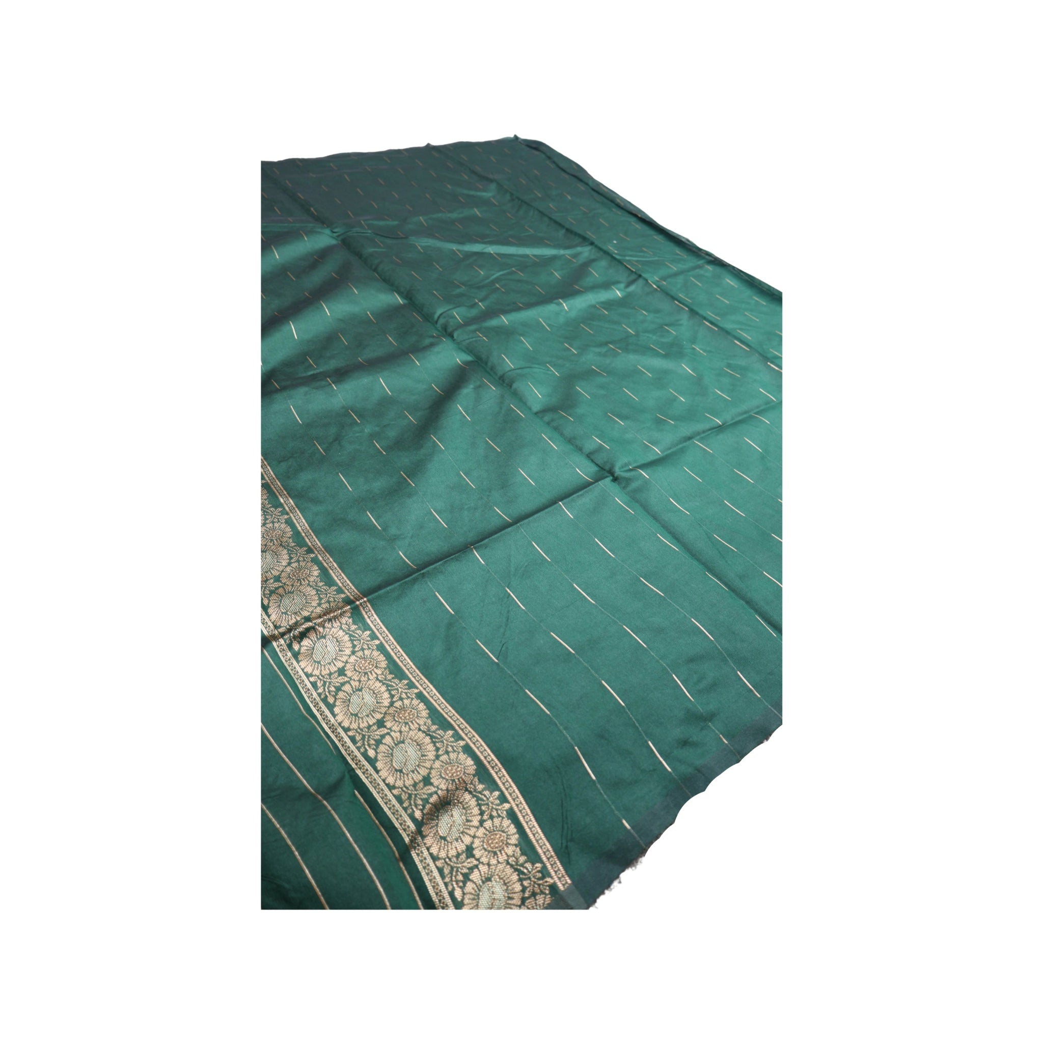 Banarasi Bottle Green Silk Saree With Unstitched Blouse Piece AM - 1419 - Amolika Sarees