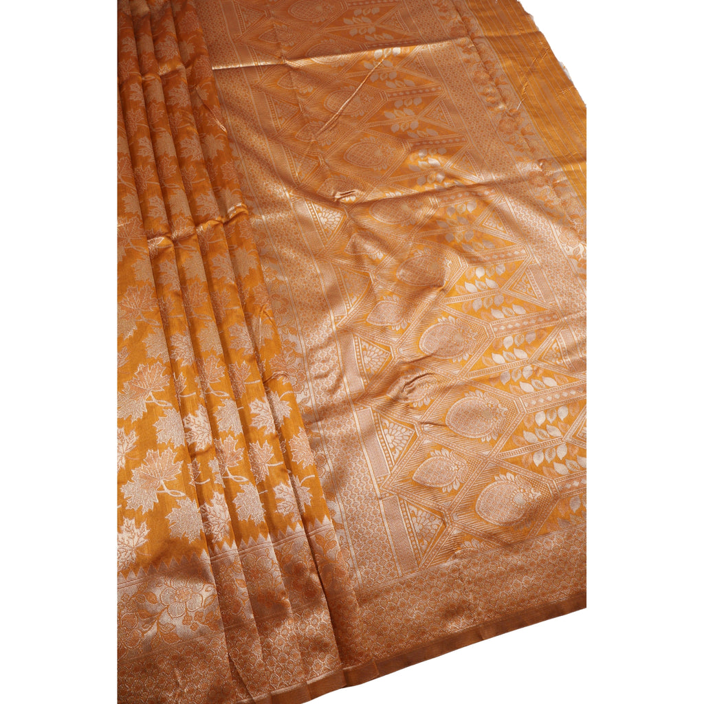 Banarasi Mustard Silk Saree With Unstitched Blouse Piece AM - 1283 - Amolika Sarees