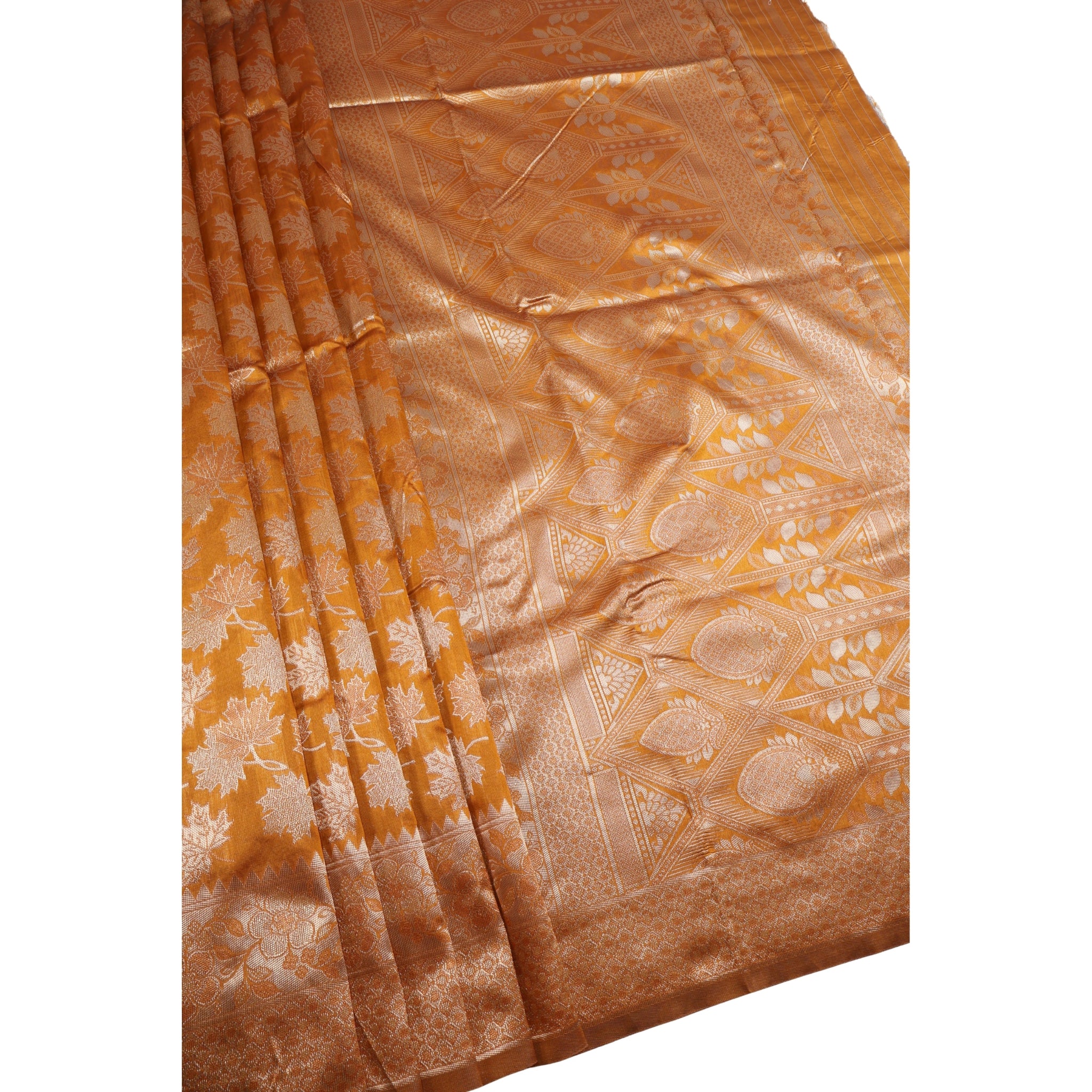 Banarasi Mustard Silk Saree With Unstitched Blouse Piece AM - 1283 - Amolika Sarees