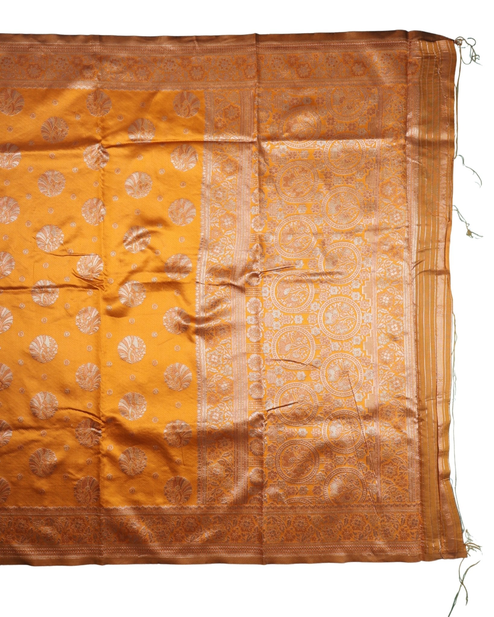 Banarasi Mustard Silk Saree With Unstitched Blouse Piece AM - 1285 - Amolika Sarees