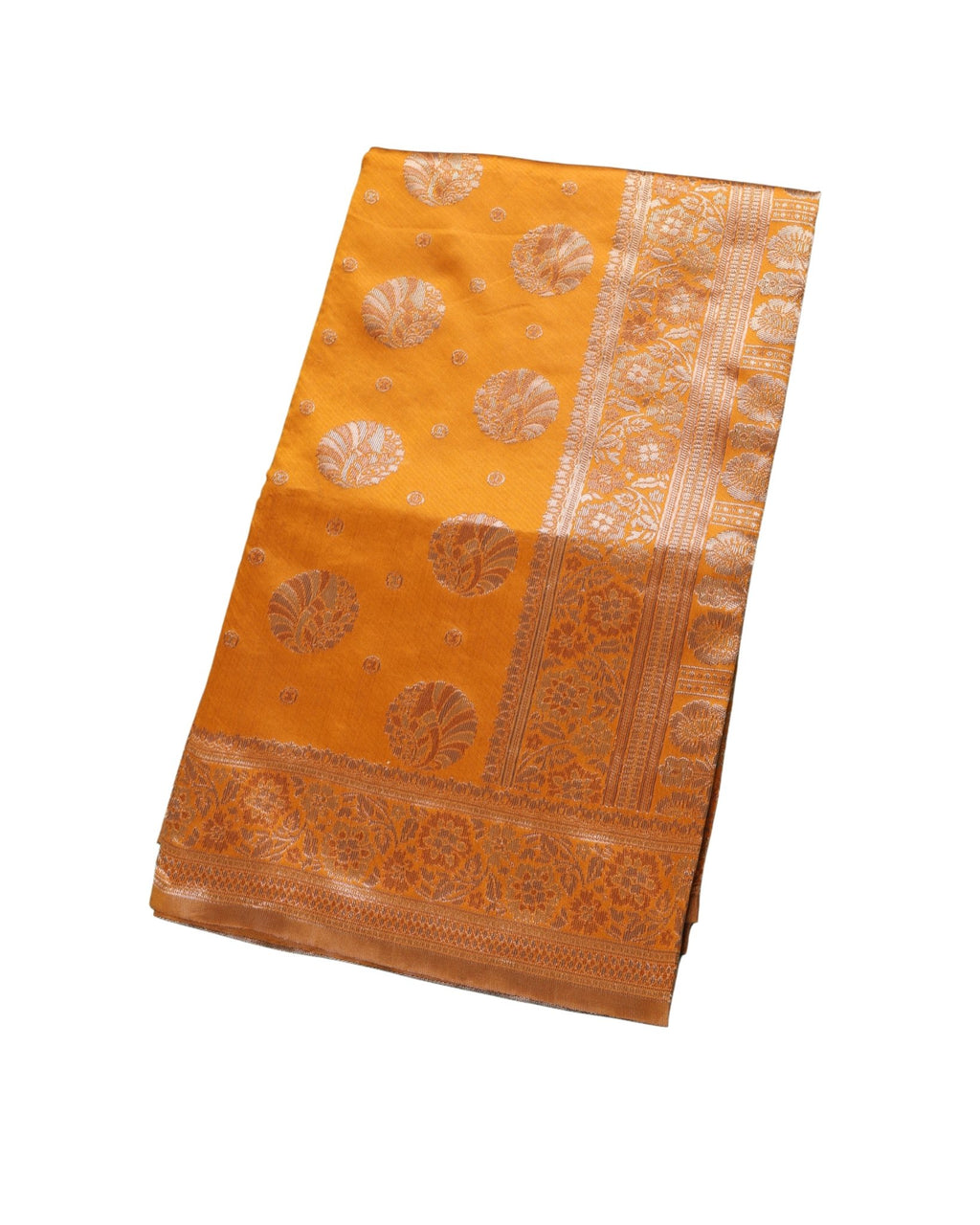 Banarasi Mustard Silk Saree With Unstitched Blouse Piece AM - 1285 - Amolika Sarees
