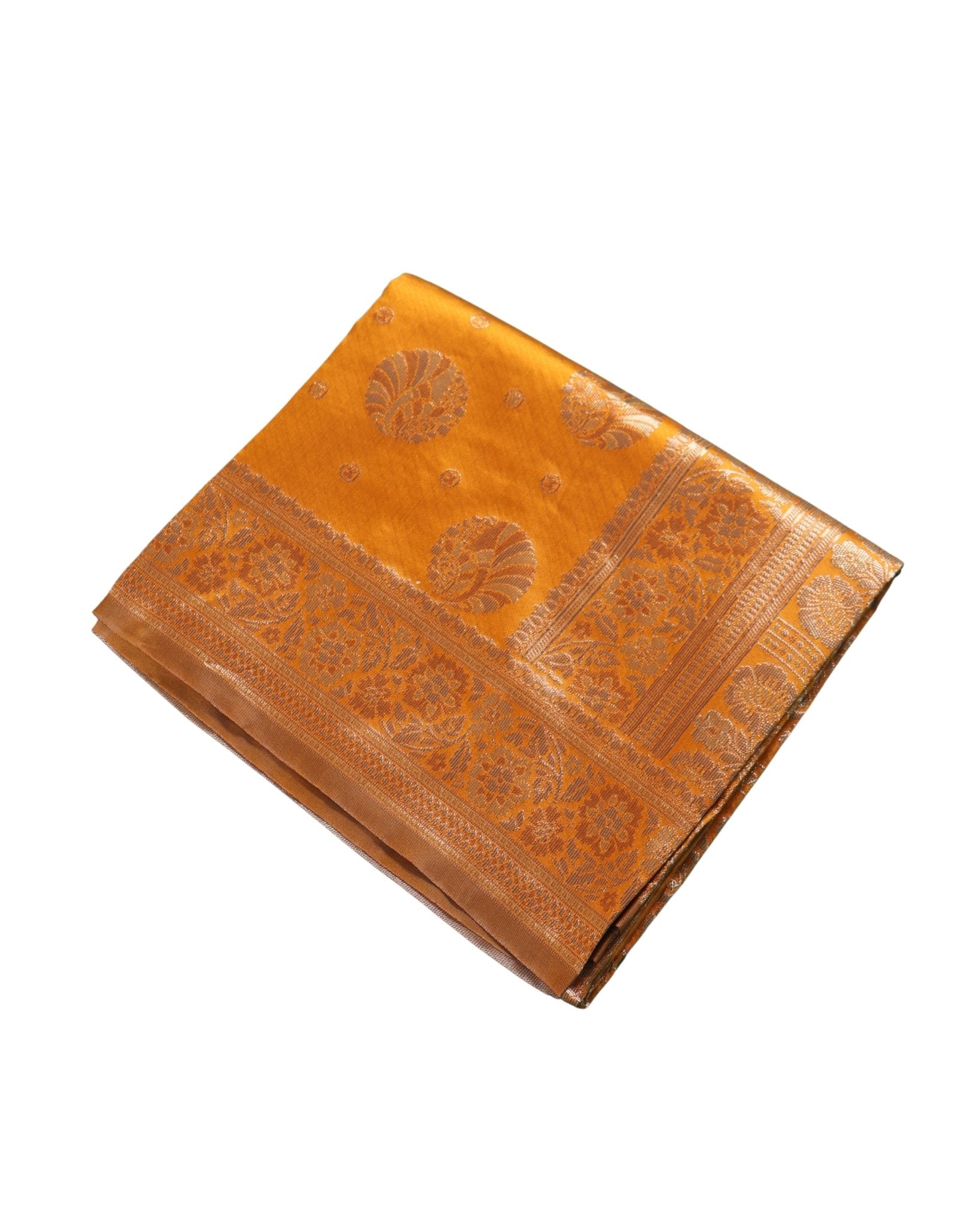 Banarasi Mustard Silk Saree With Unstitched Blouse Piece AM - 1285 - Amolika Sarees