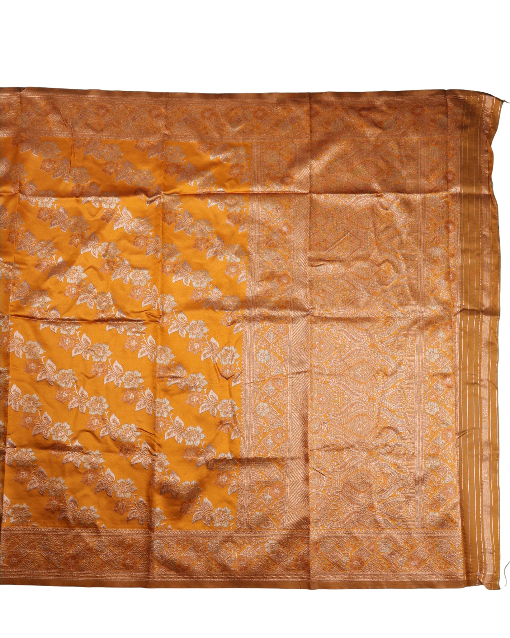 Banarasi Mustard Silk Saree With Unstitched Blouse Piece AM - 1312 - Amolika Sarees