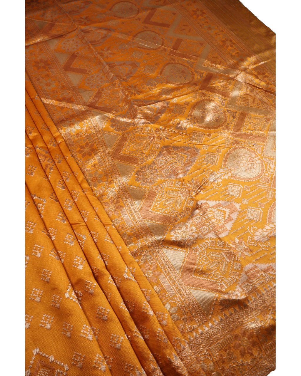 Banarasi Mustard Silk Saree With Unstitched Blouse Piece AM - 1313 - Amolika Sarees