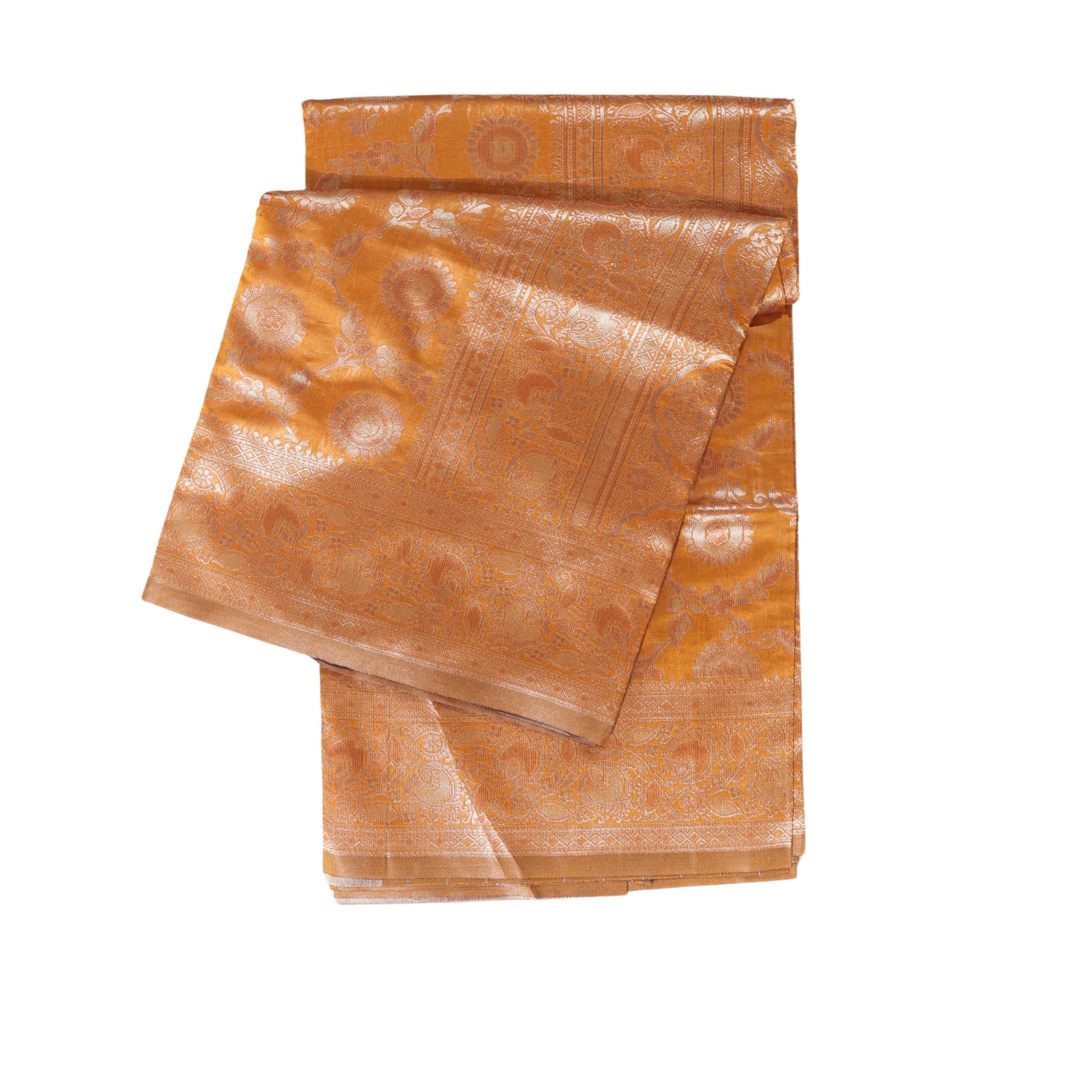 Banarasi Mustard Silk Saree With Unstitched Blouse Piece AM - 1315 - Amolika Sarees