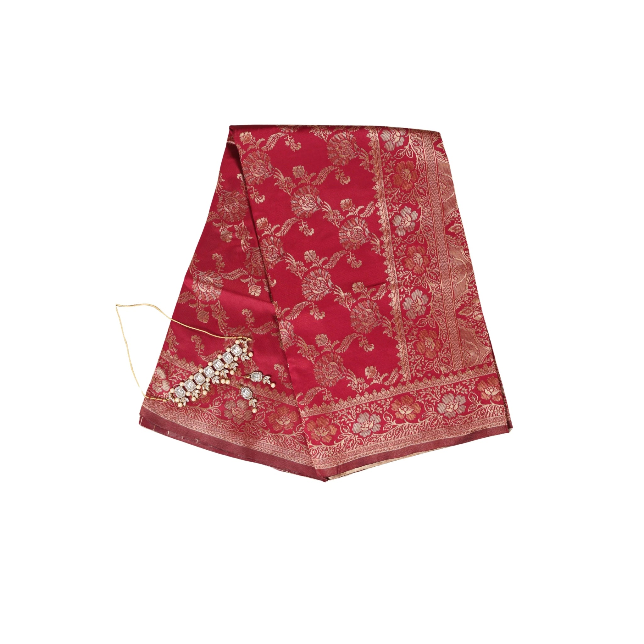 Banarasi Red Silk Saree With Unstitched Blouse Piece AM - 1287 - Amolika Sarees