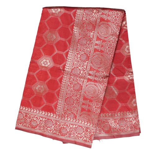 Banarasi Red Silk Saree With Unstitched Blouse Piece AM - 1311 - Amolika Sarees