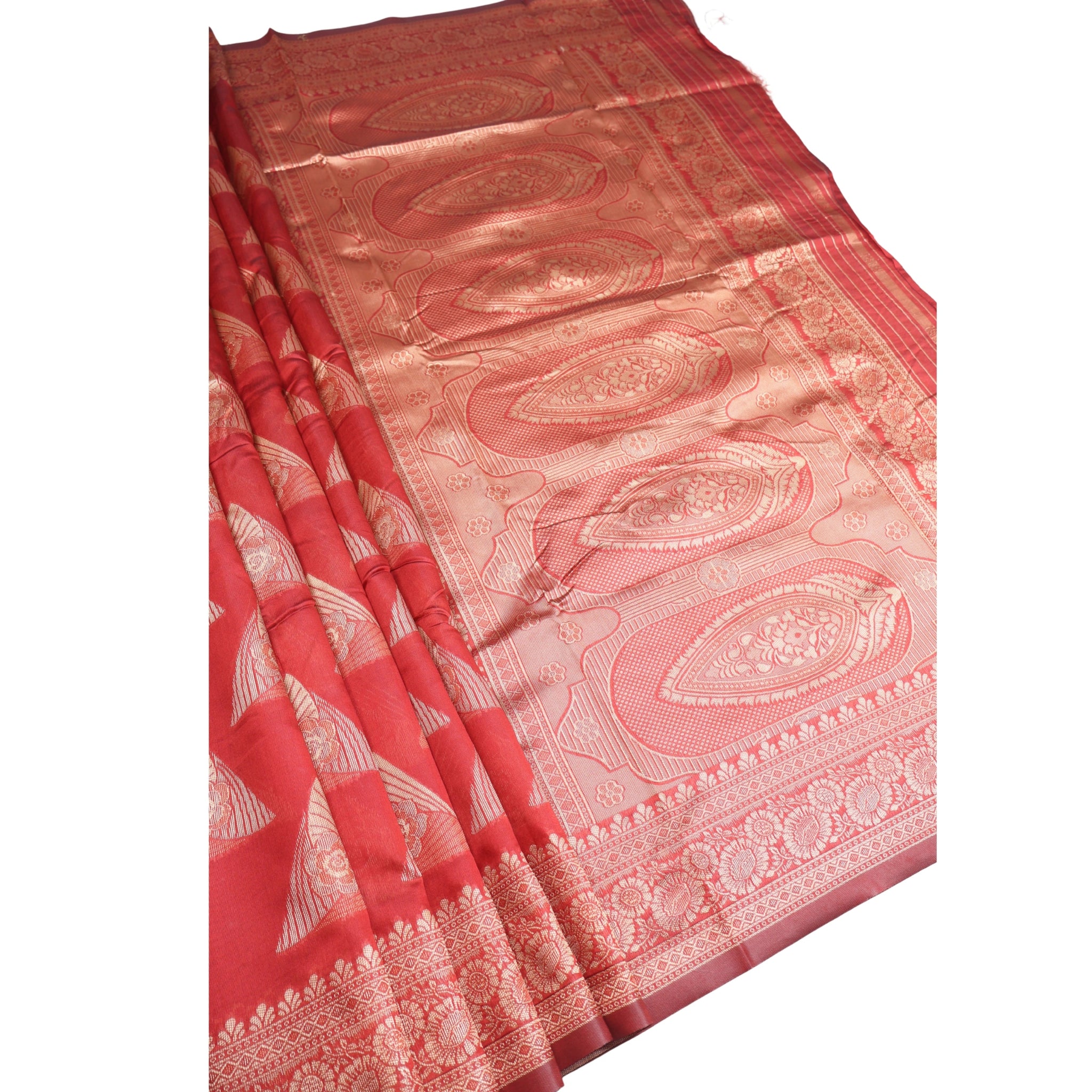 Banarasi Red Silk Saree With Unstitched Blouse Piece AM - 1419 - Amolika Sarees