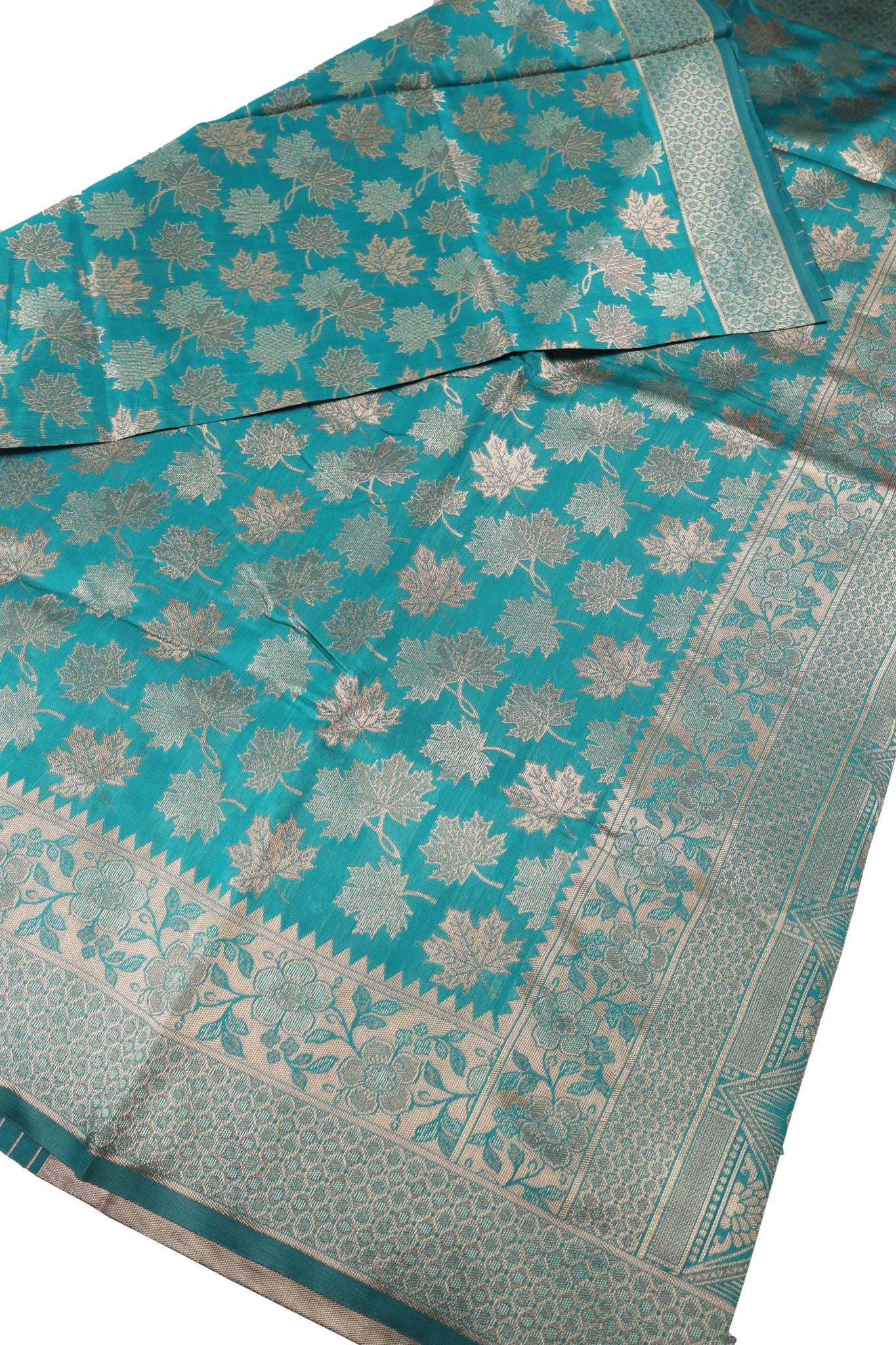 Banarasi Sky Blue Silk Saree With Unstitched Blouse Piece AM - 1283 - Amolika Sarees