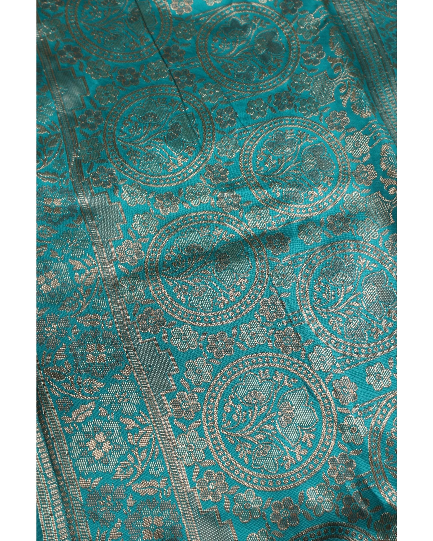 Banarasi Sky Blue Silk Saree With Unstitched Blouse Piece AM - 1285 - Amolika Sarees