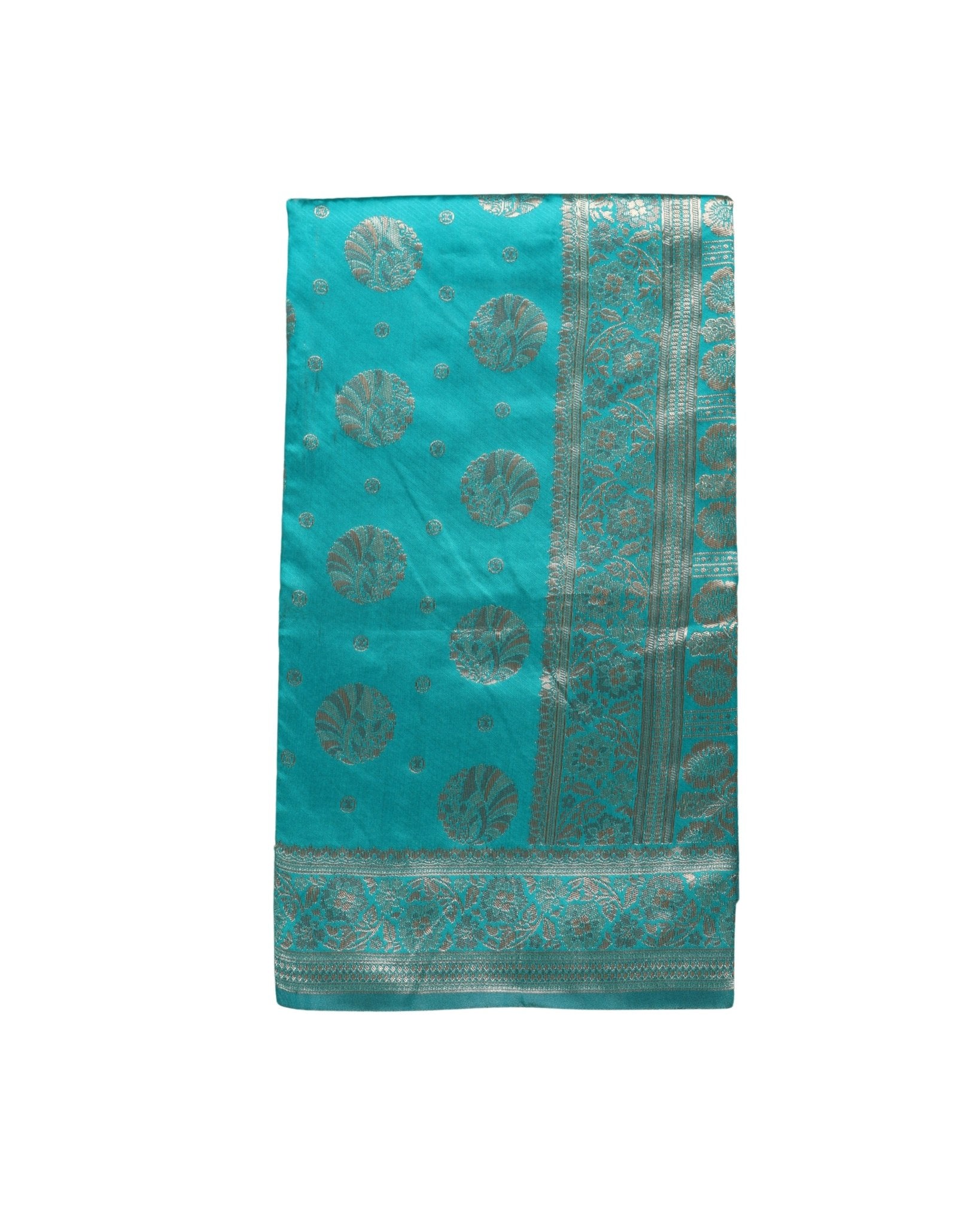 Banarasi Sky Blue Silk Saree With Unstitched Blouse Piece AM - 1285 - Amolika Sarees
