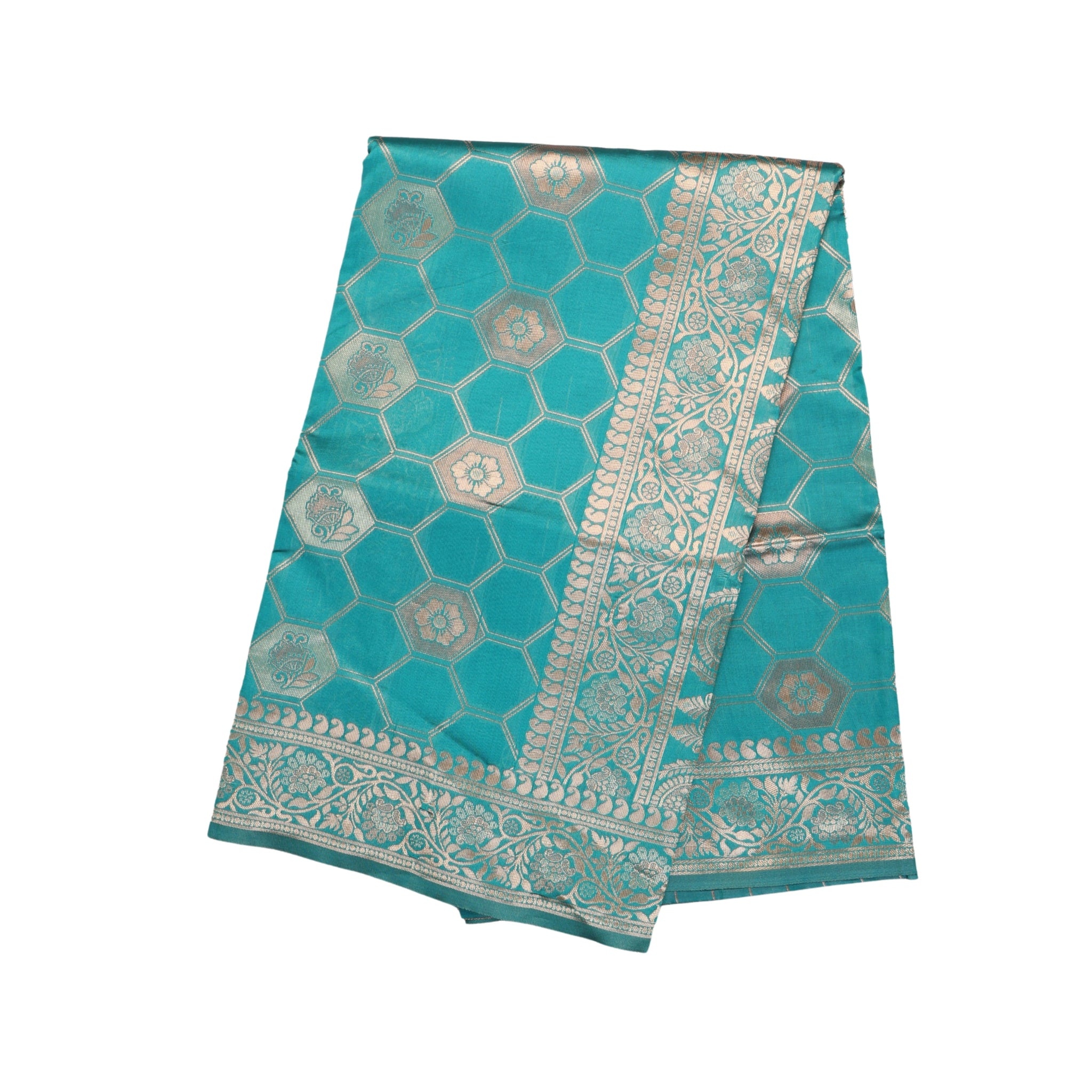 Banarasi Sky Blue Silk Saree With Unstitched Blouse Piece AM - 1311 - Amolika Sarees