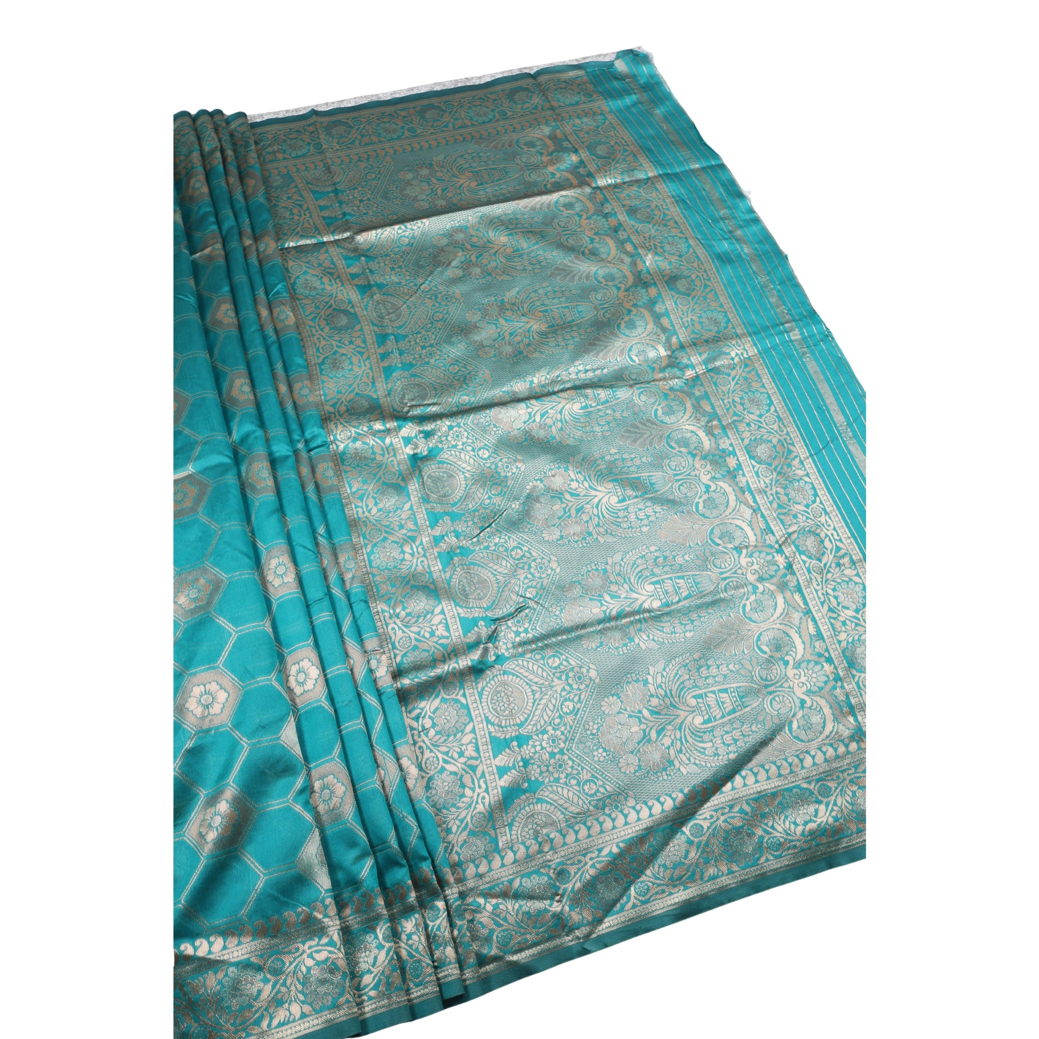 Banarasi Sky Blue Silk Saree With Unstitched Blouse Piece AM - 1311 - Amolika Sarees